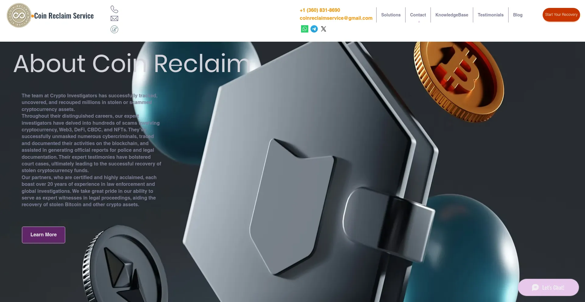 Website screenshot of Coinreclaimservices.io