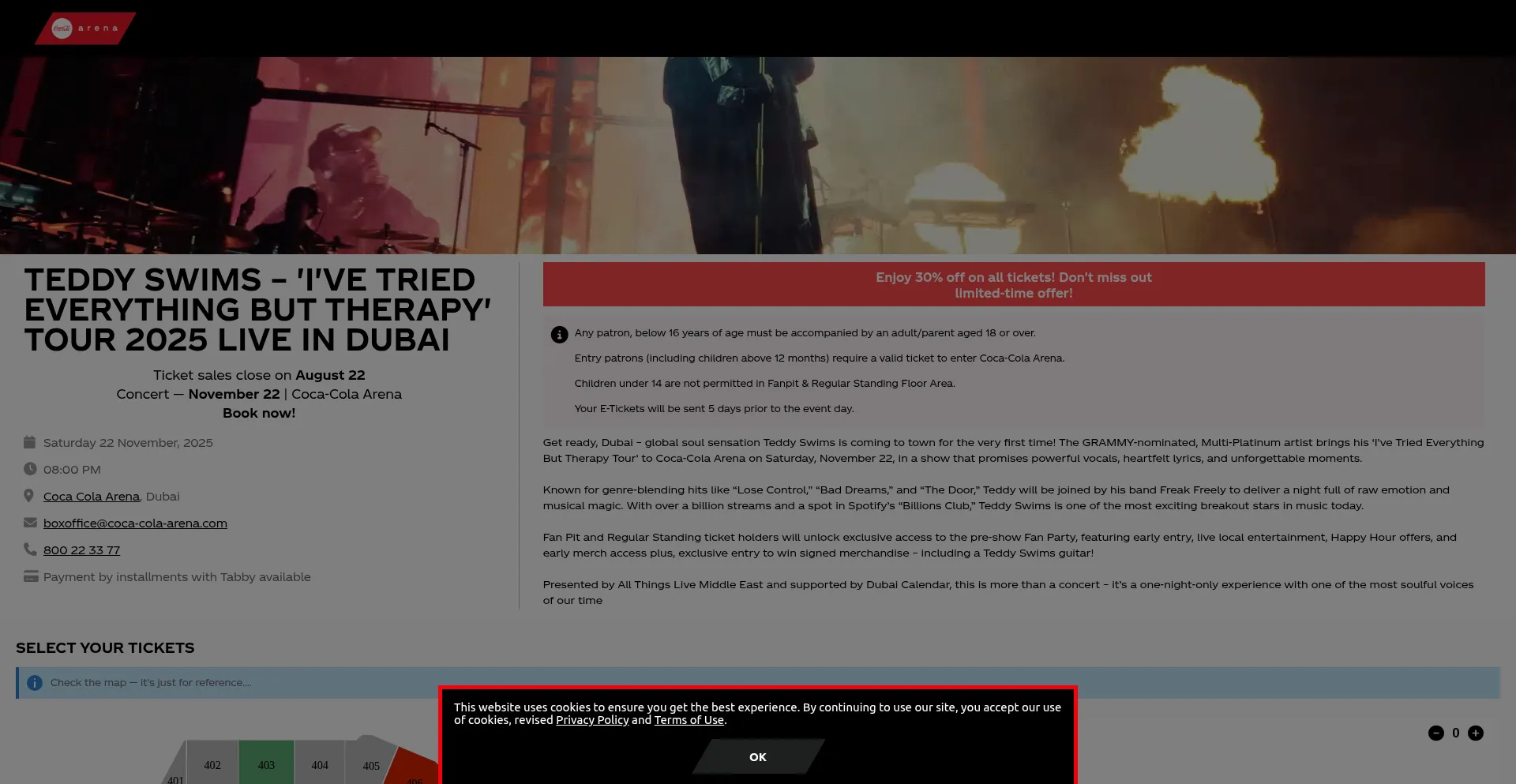 Website screenshot of Cola-arena.com