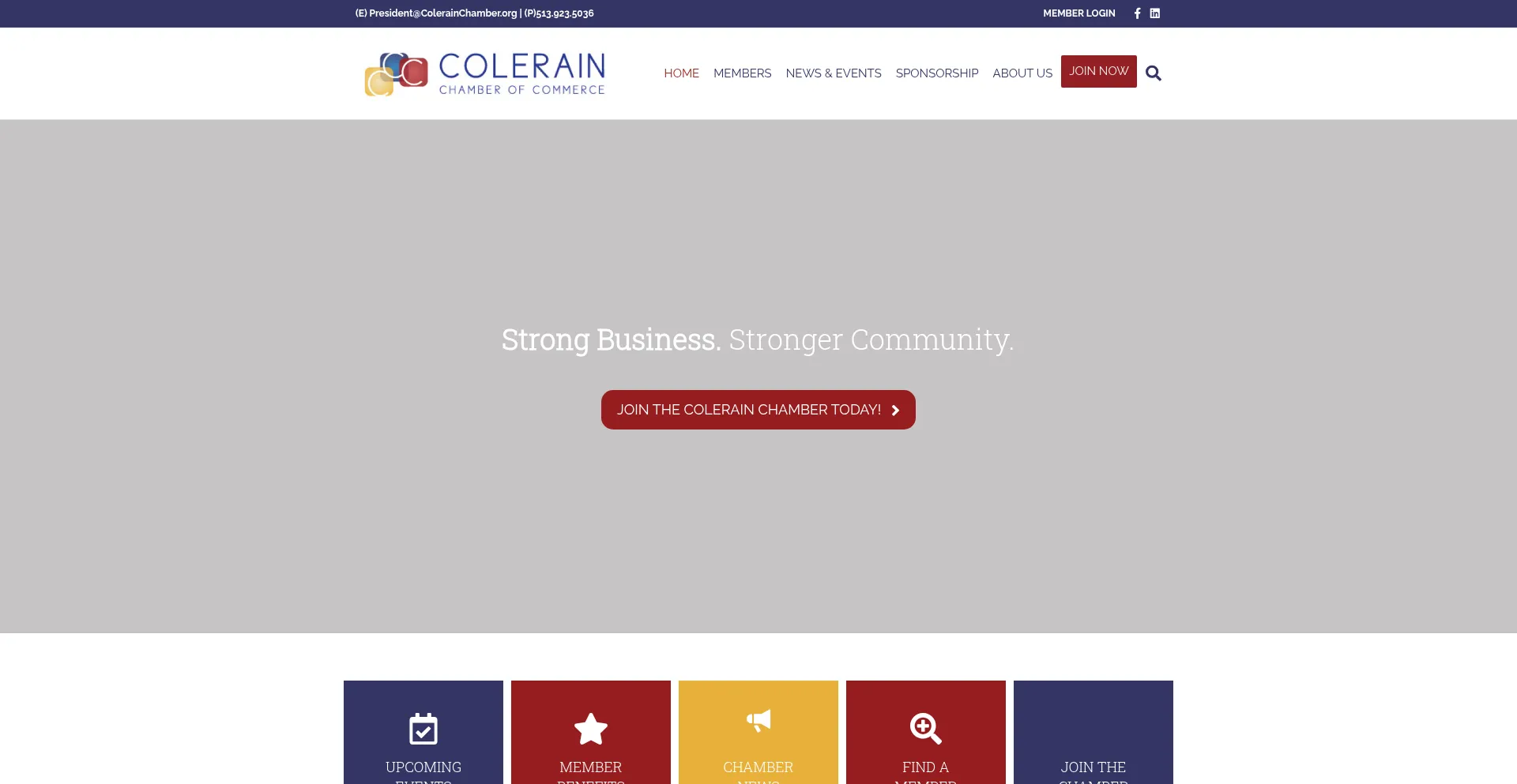 Website screenshot of Colerainchamber.org