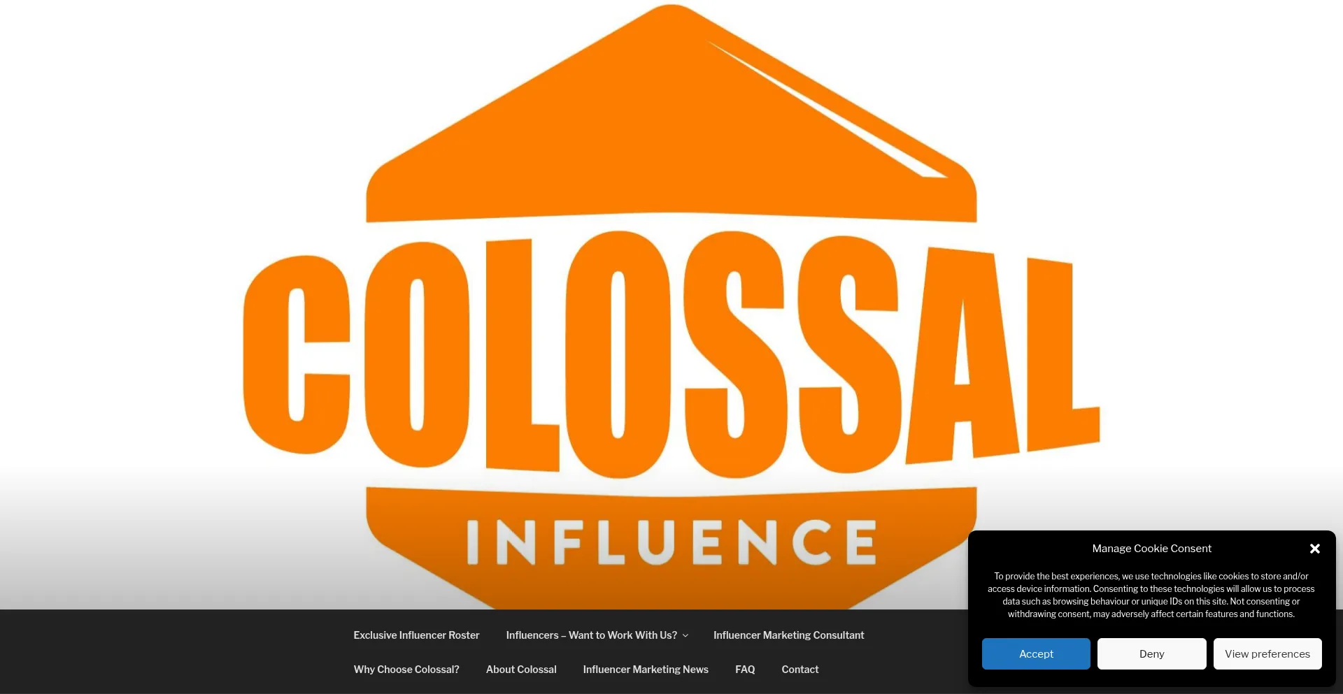 Website screenshot of Colossalinfluence.com