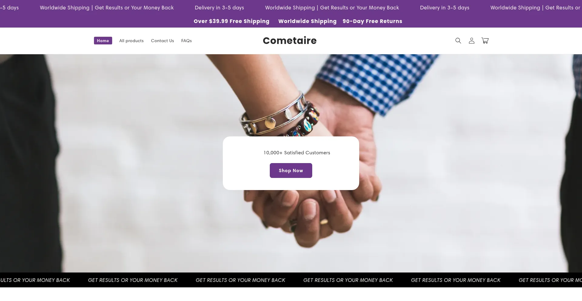 Website screenshot of Cometaire.com