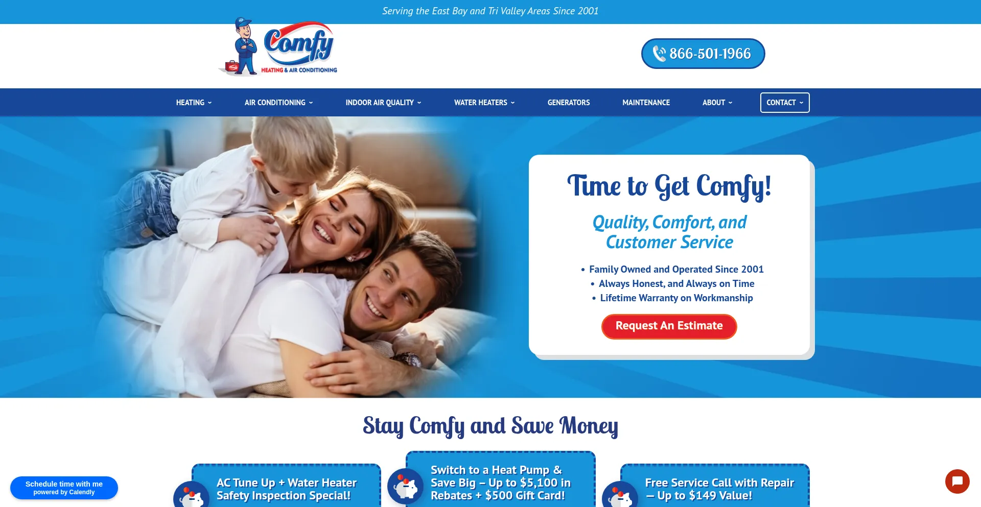 Website screenshot of Comfyhvac.com