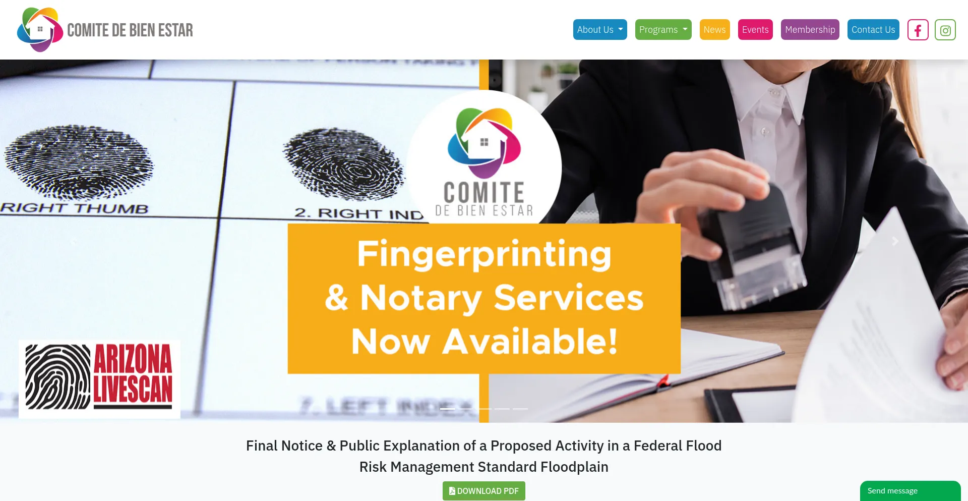 Website screenshot of Comiteaz.org