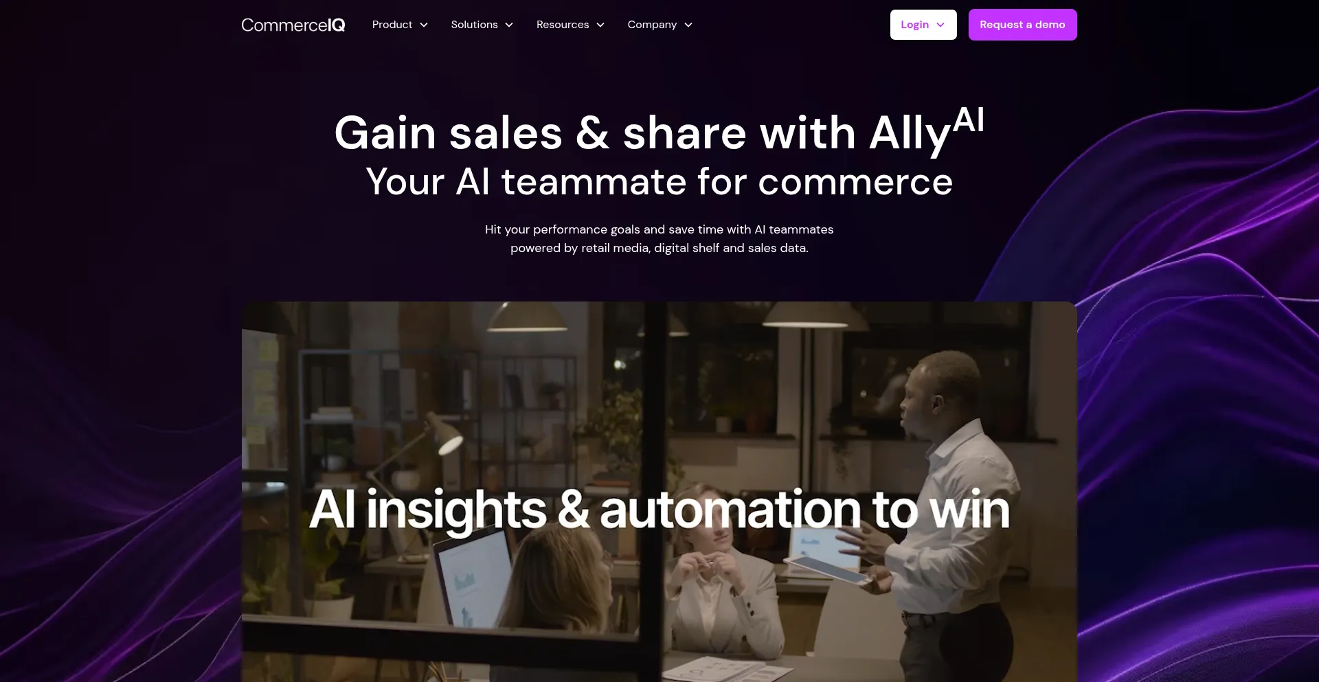 Website screenshot of Commerceiq.ai