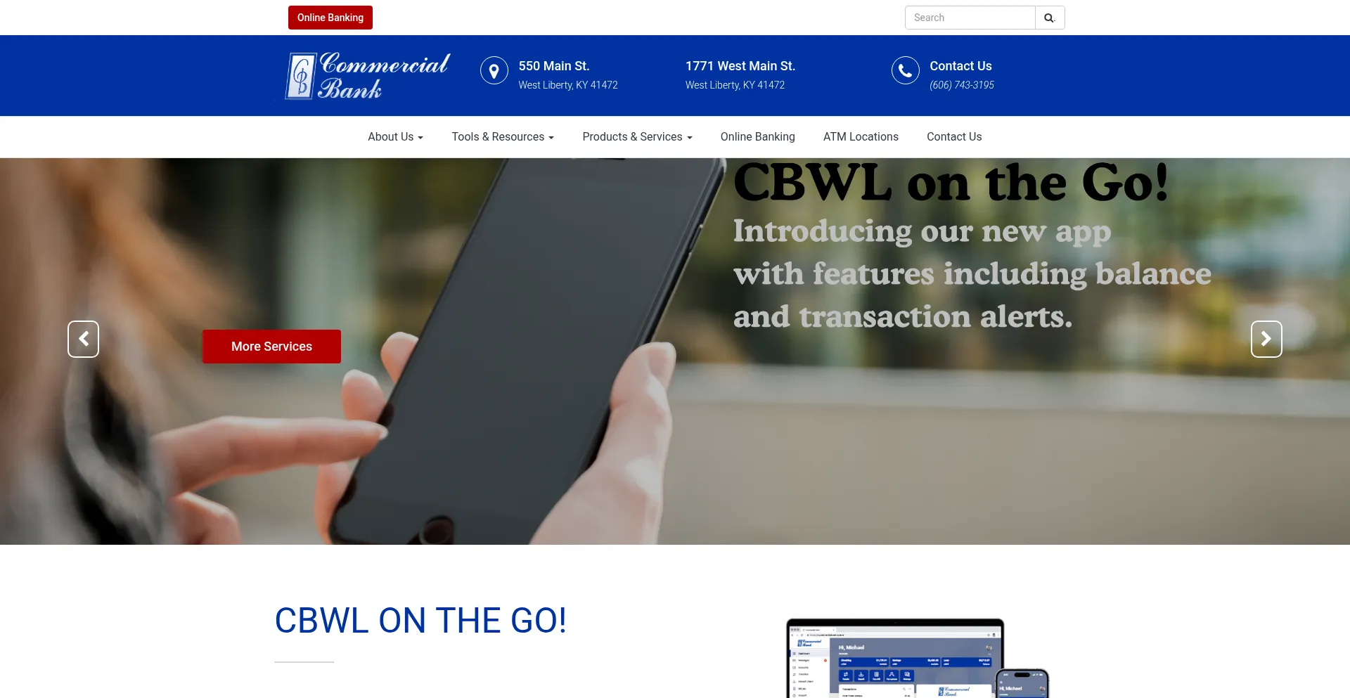 Website screenshot of Commercialbankky.bank
