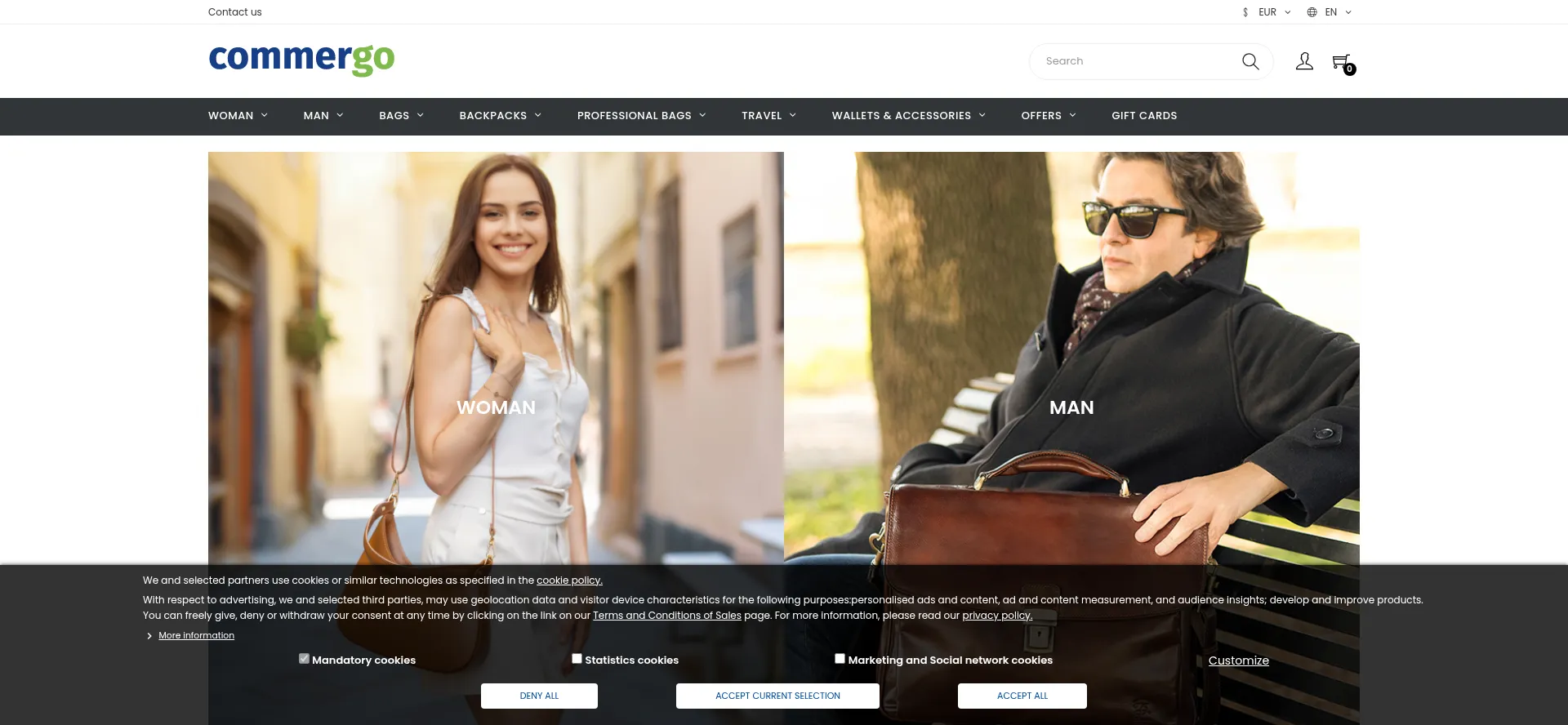 Website screenshot of Commergo.com