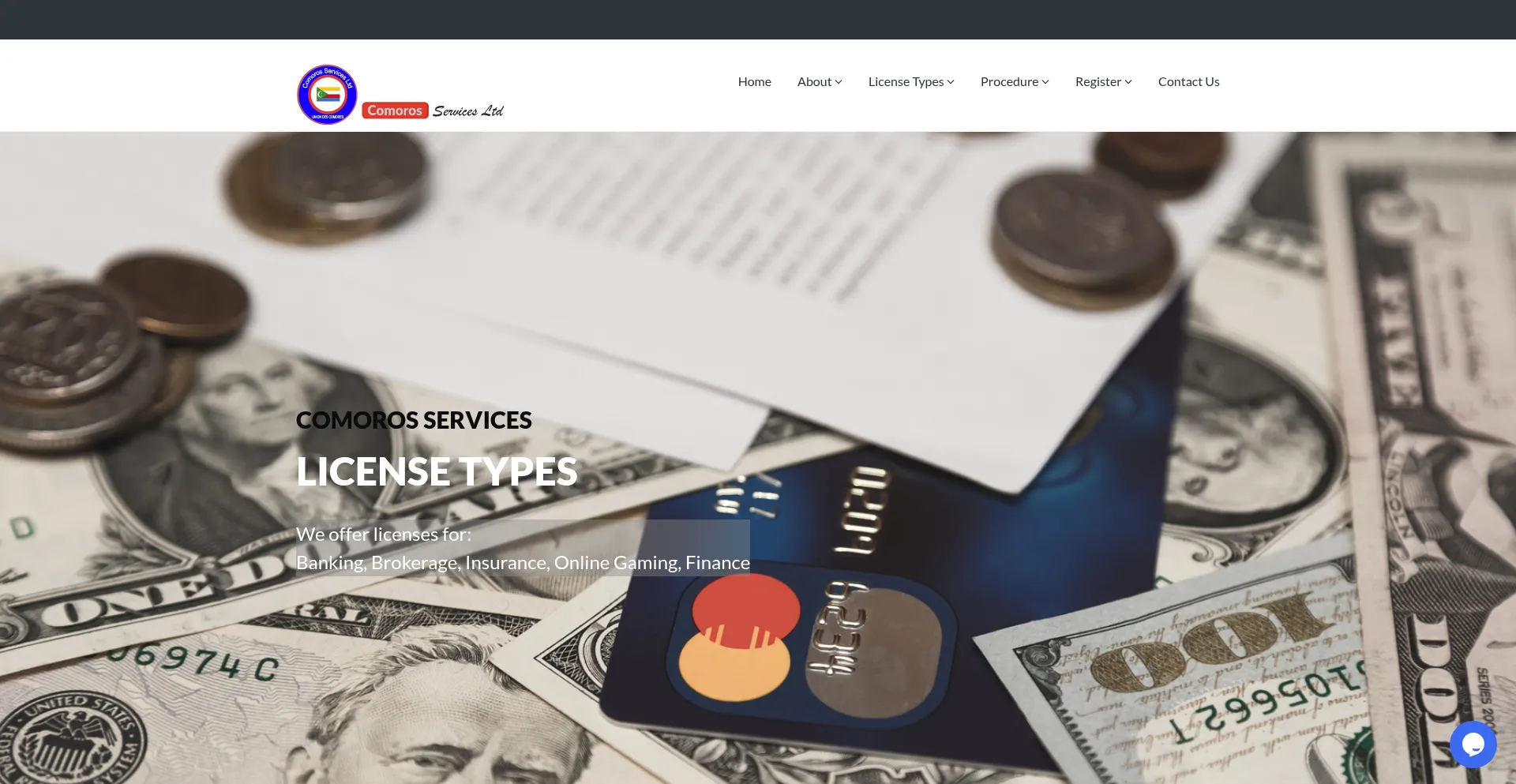 Website screenshot of Comorosservices.com