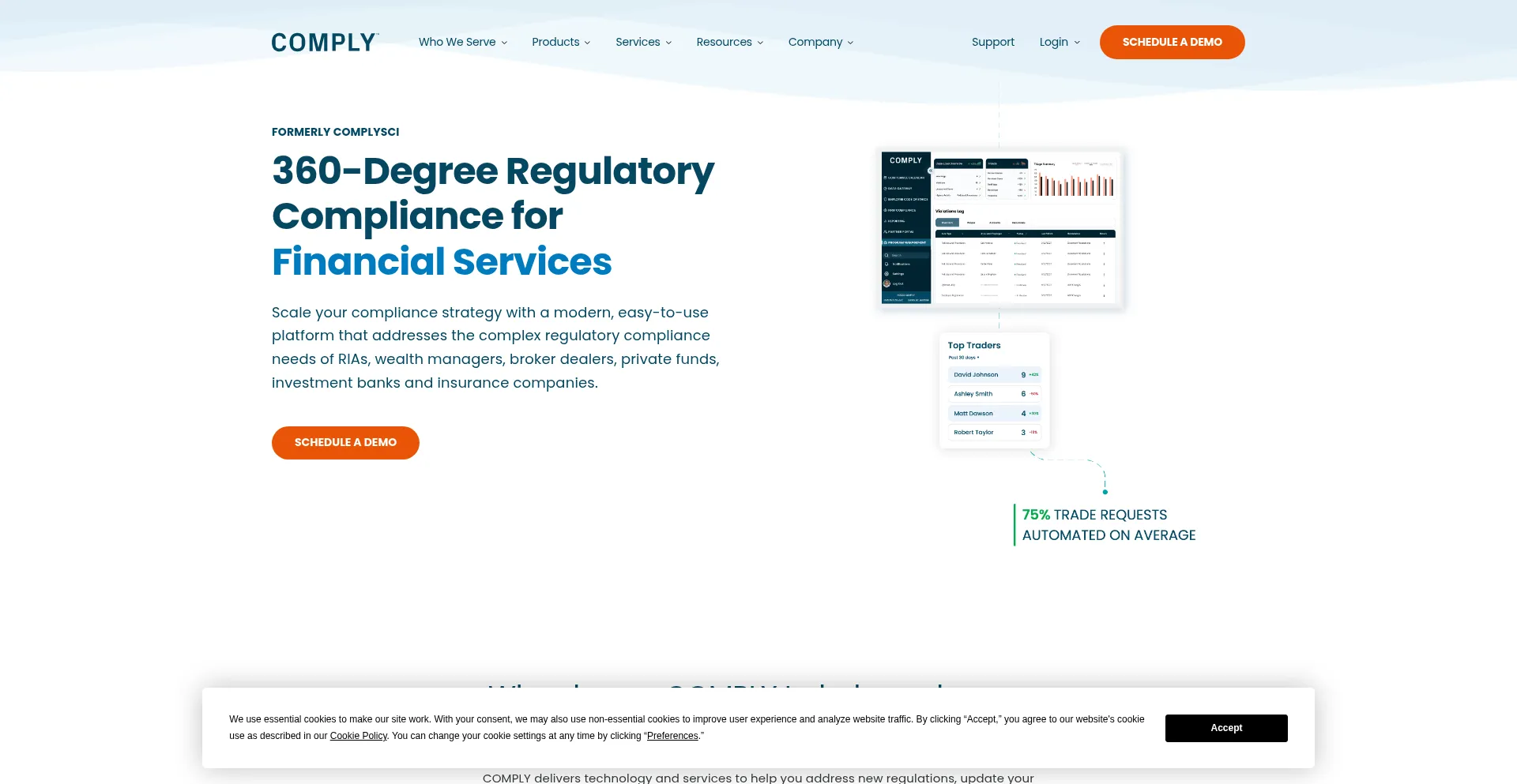 Website screenshot of Complysci.com