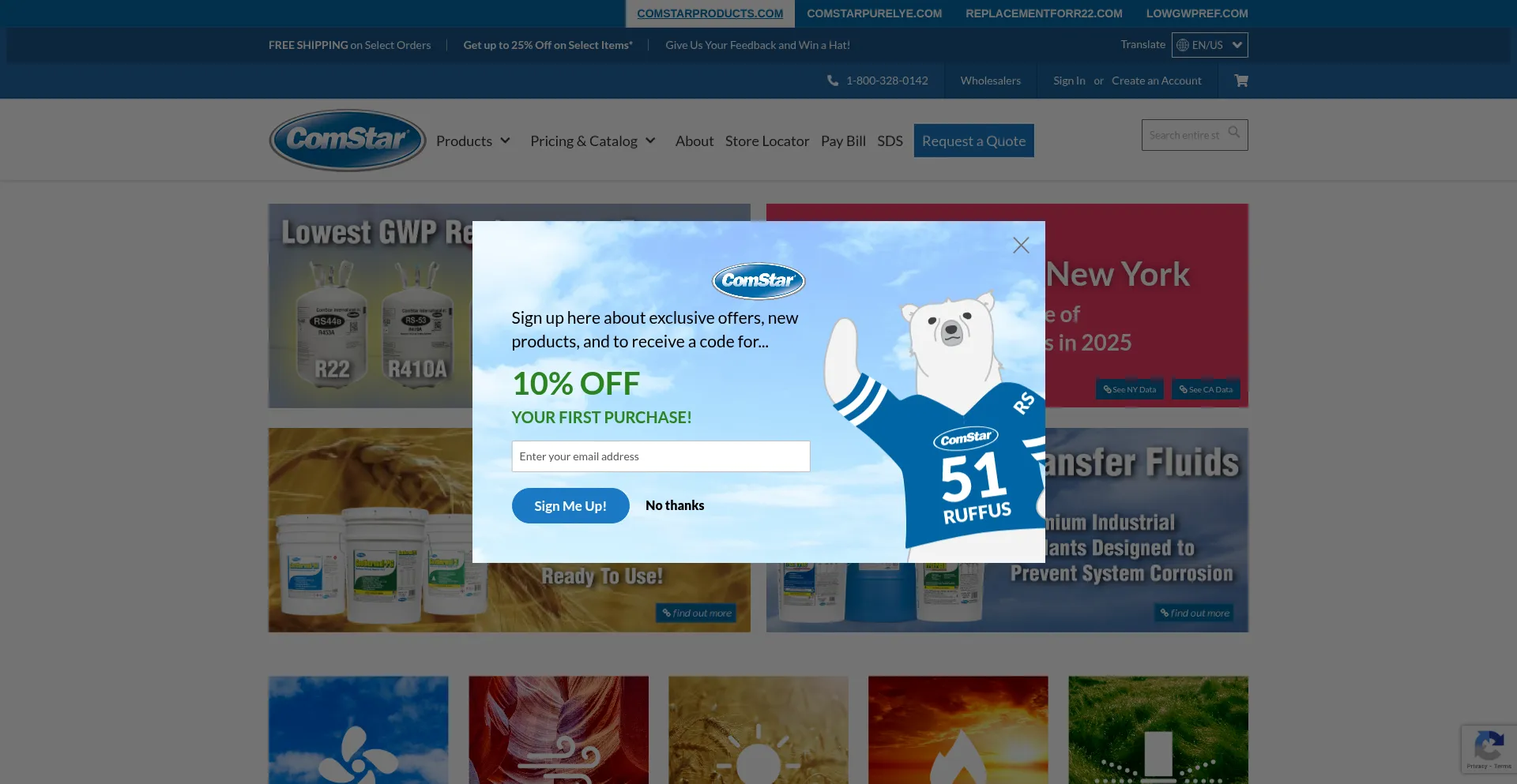 Website screenshot of Comstarproducts.com