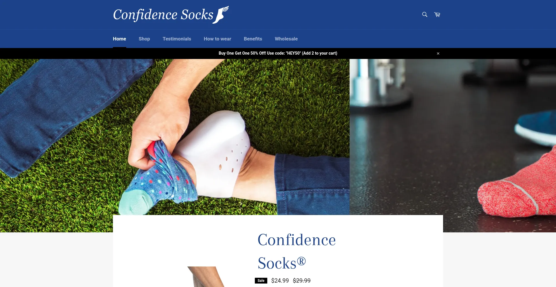 Website screenshot of Confidencesocks.com