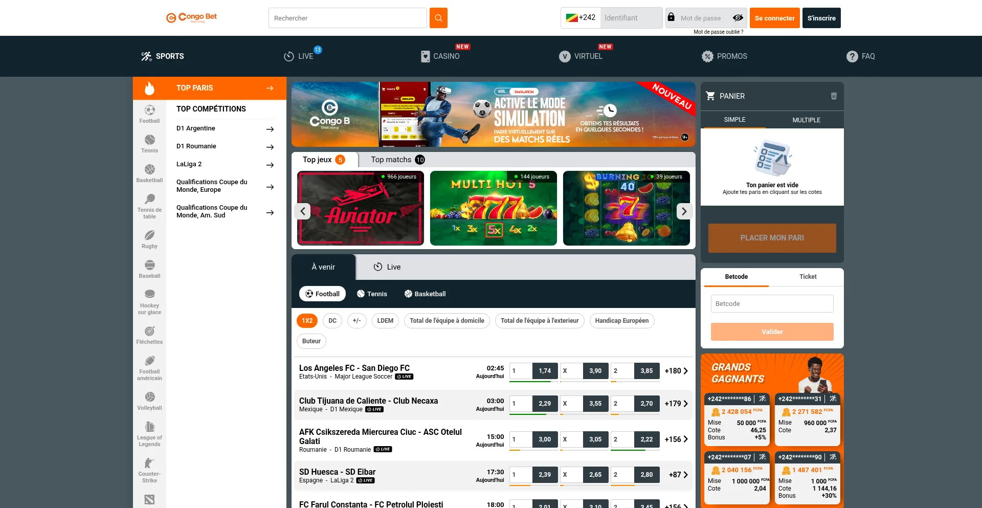 Website screenshot of Congobet.net