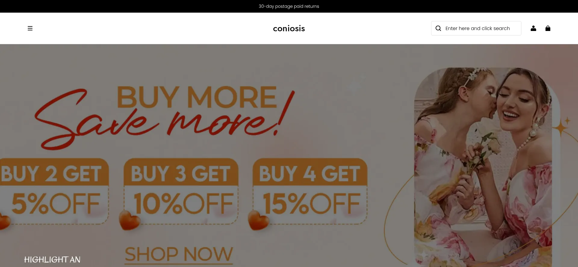 Website screenshot of Coniosis.com