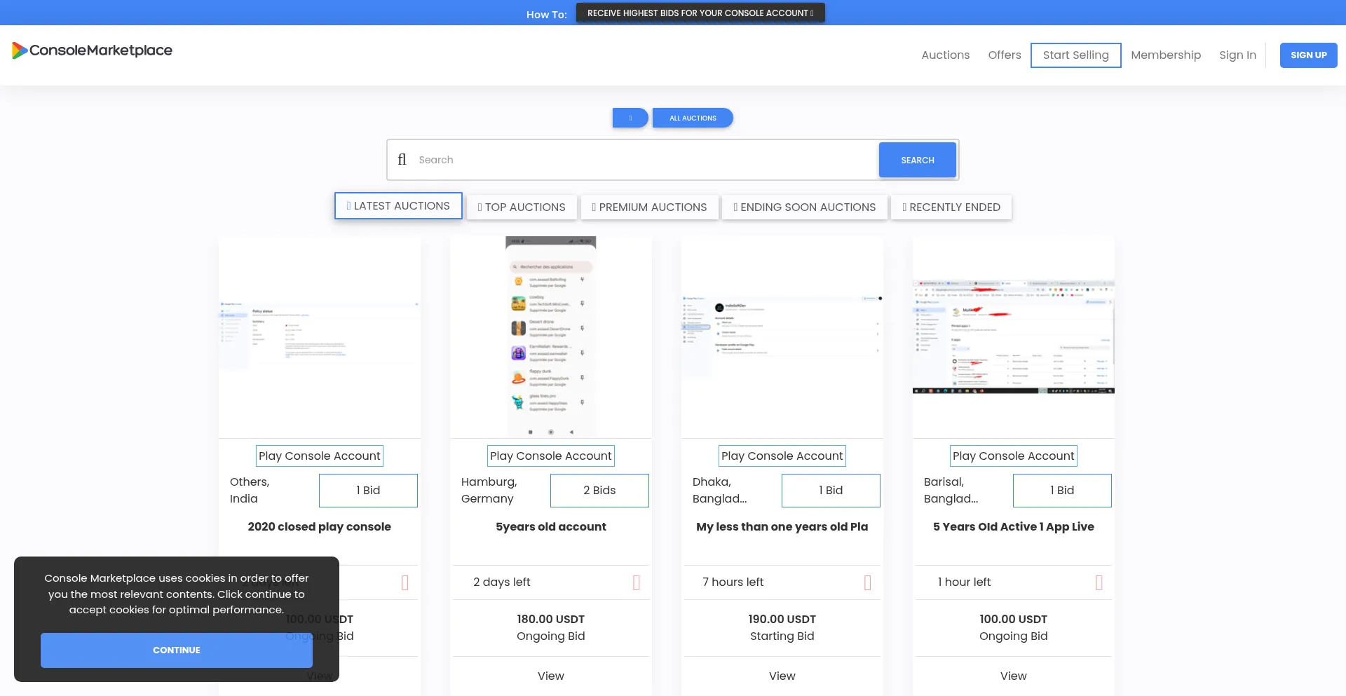 Website screenshot of Consolemarketplace.com