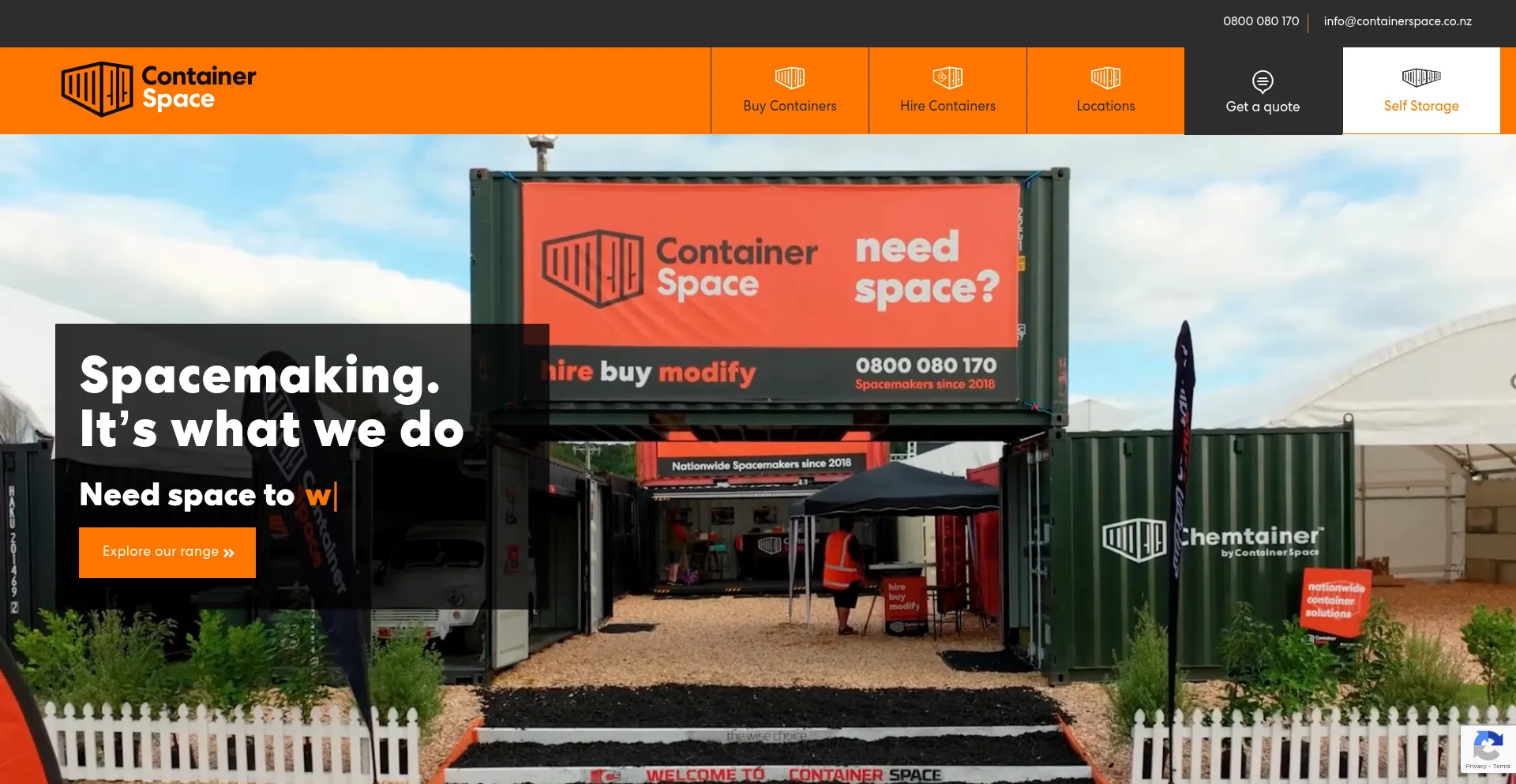 Website screenshot of Containerspace.co.nz