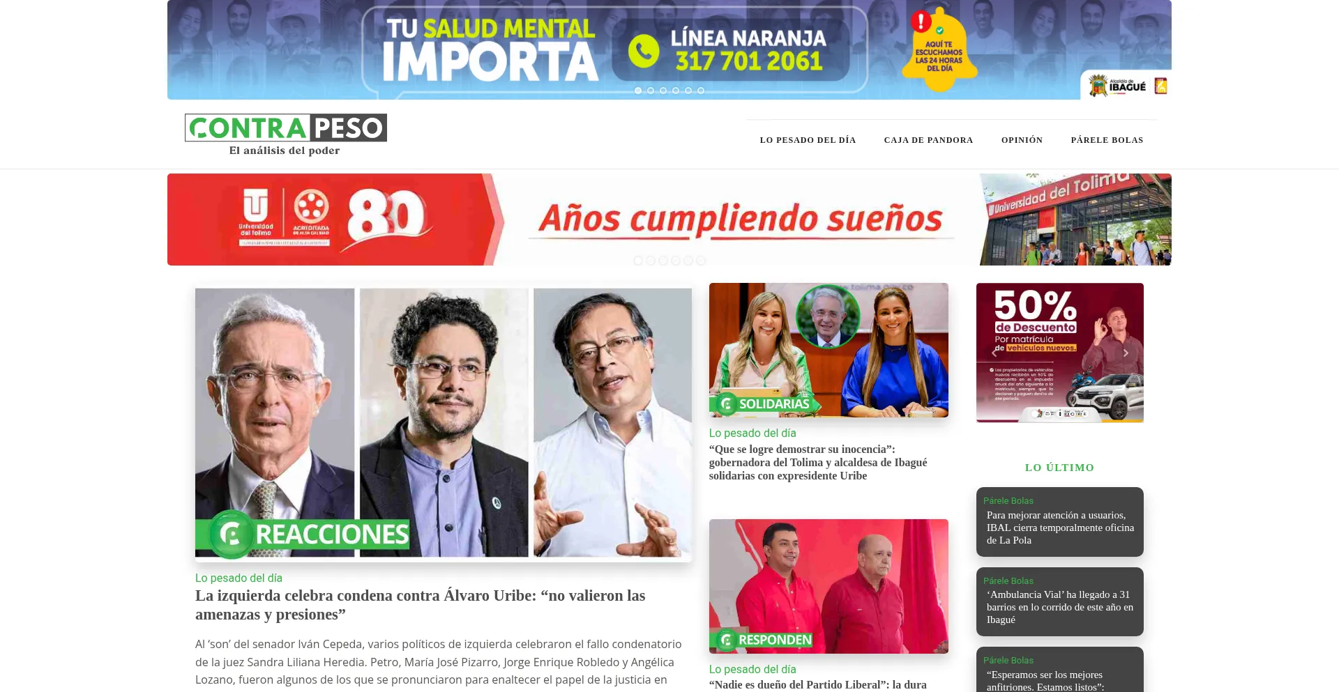 Website screenshot of Contrapeso.com.co
