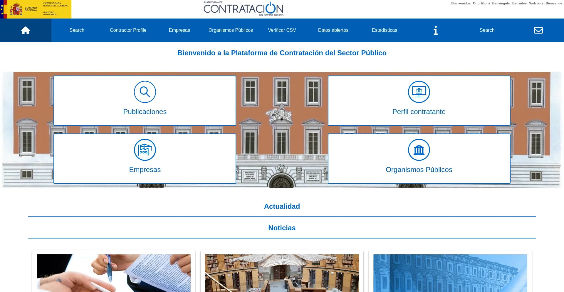 Website screenshot of Contrataciondelestado.es