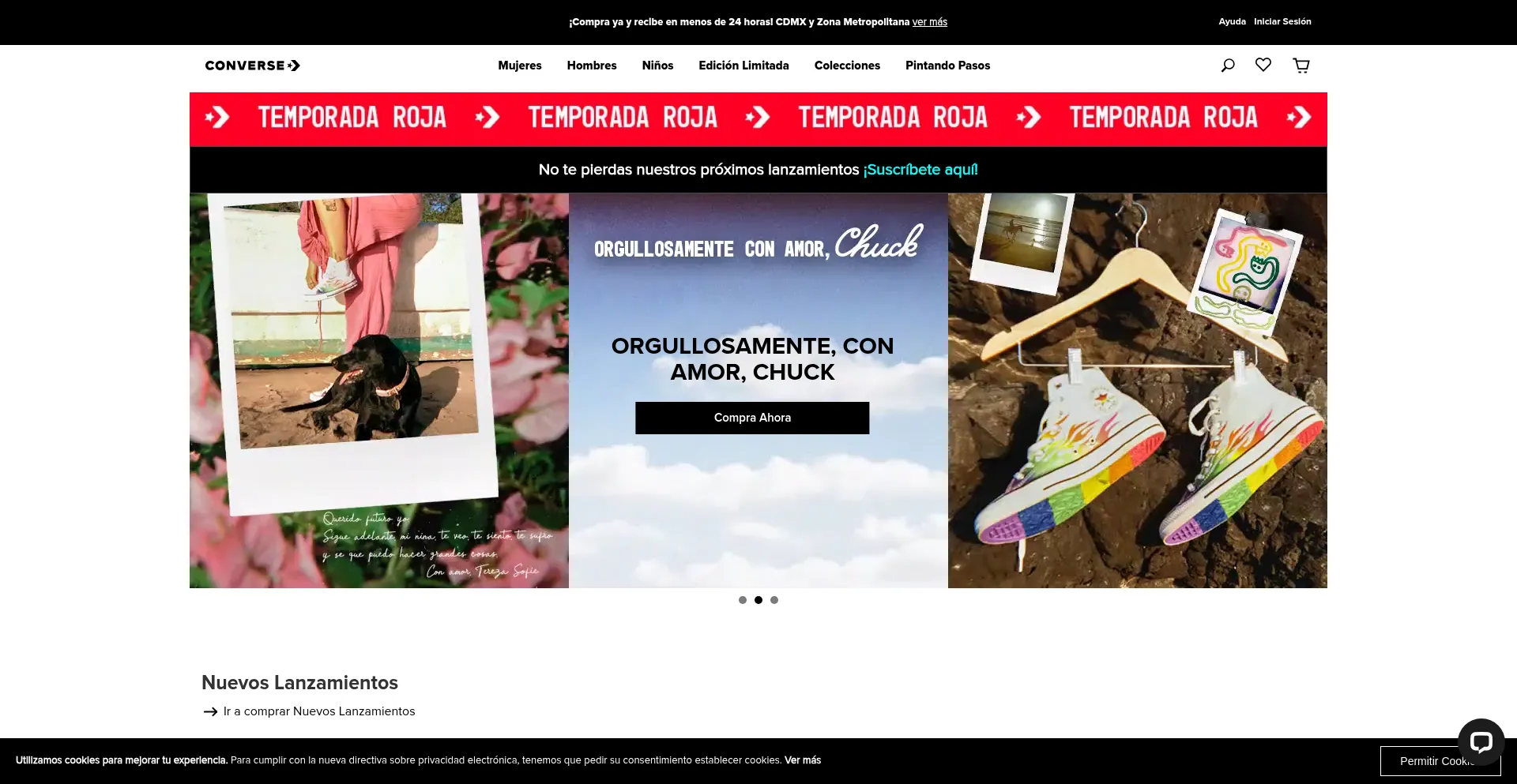 Website screenshot of Converse.com.mx