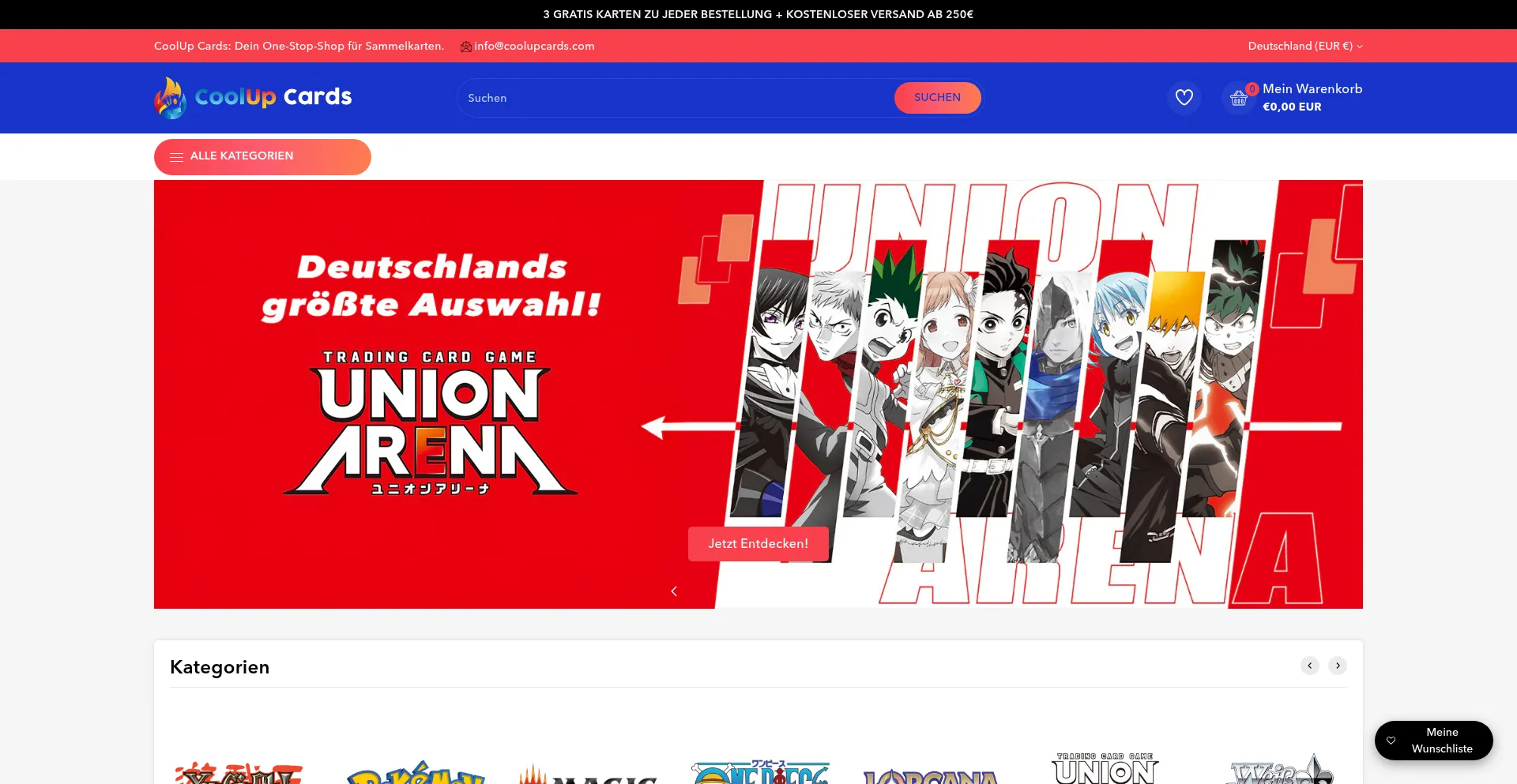Website screenshot of Coolupcards.com