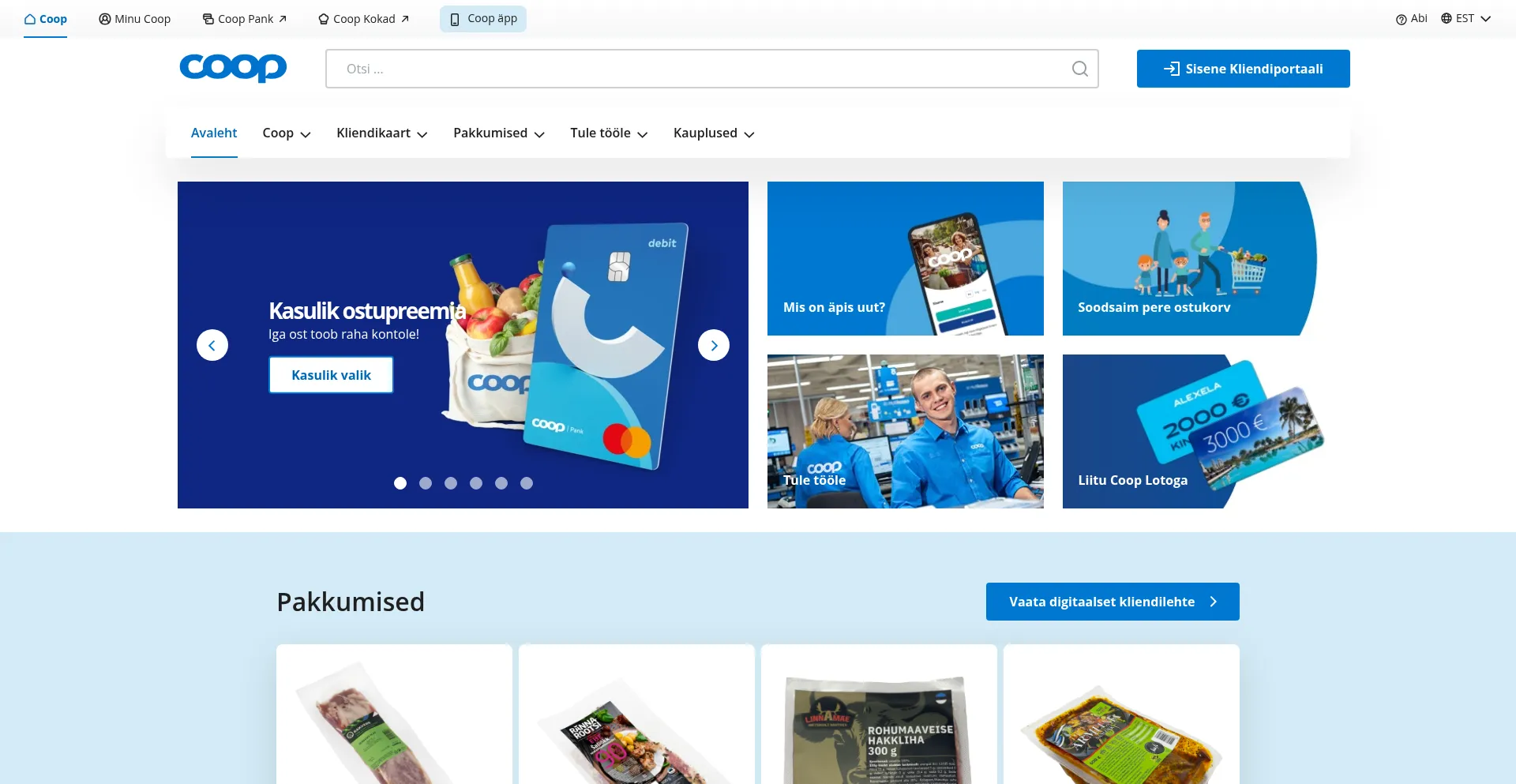 Website screenshot of Coop.ee