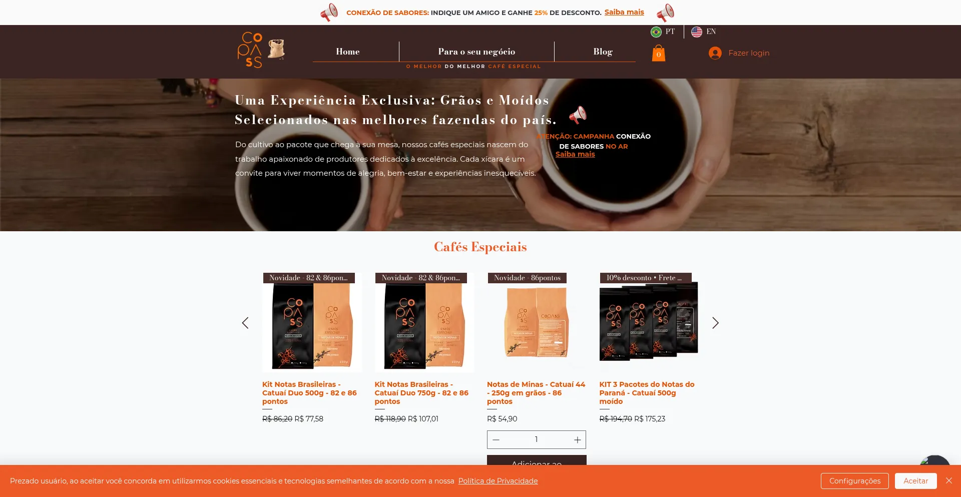 Website screenshot of Copasscoffee.com.br