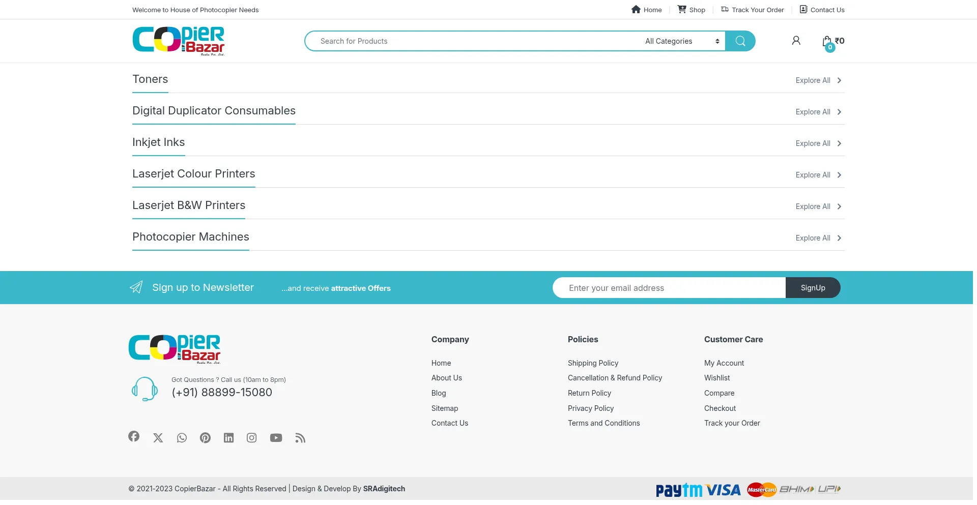 Website screenshot of Copierbazar.com