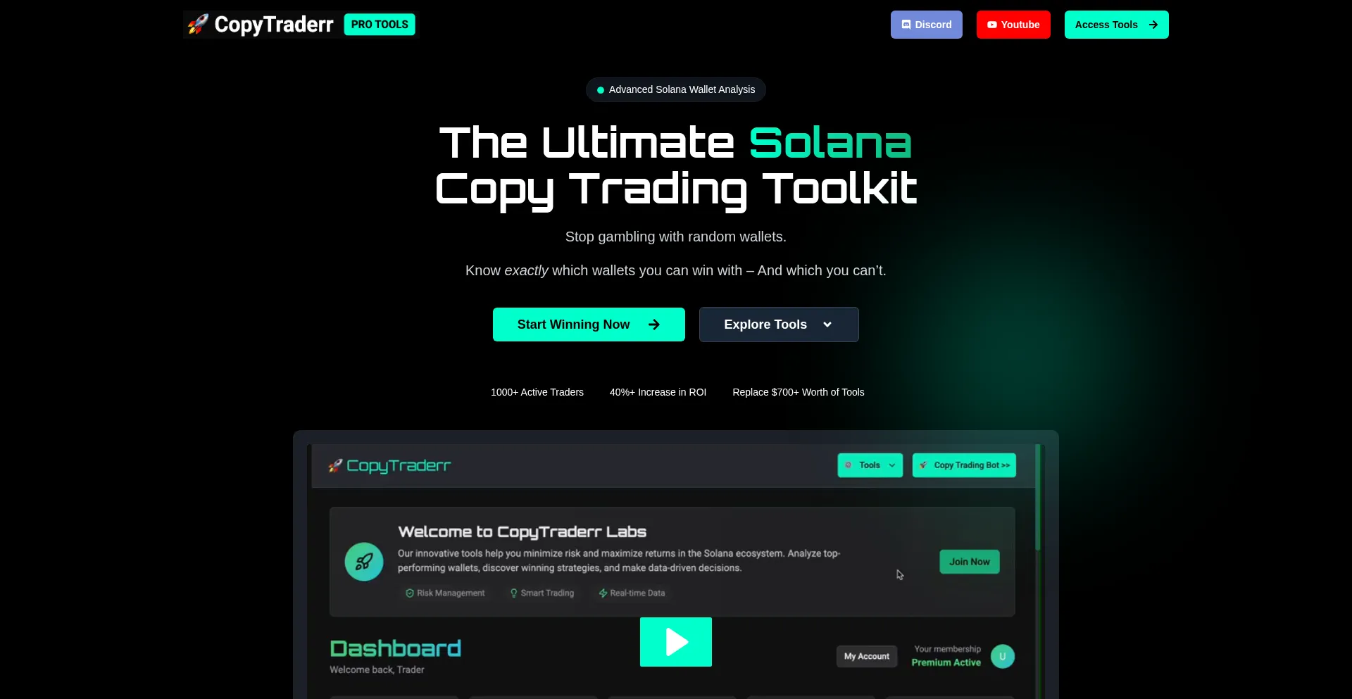 Website screenshot of Copytraderr.com