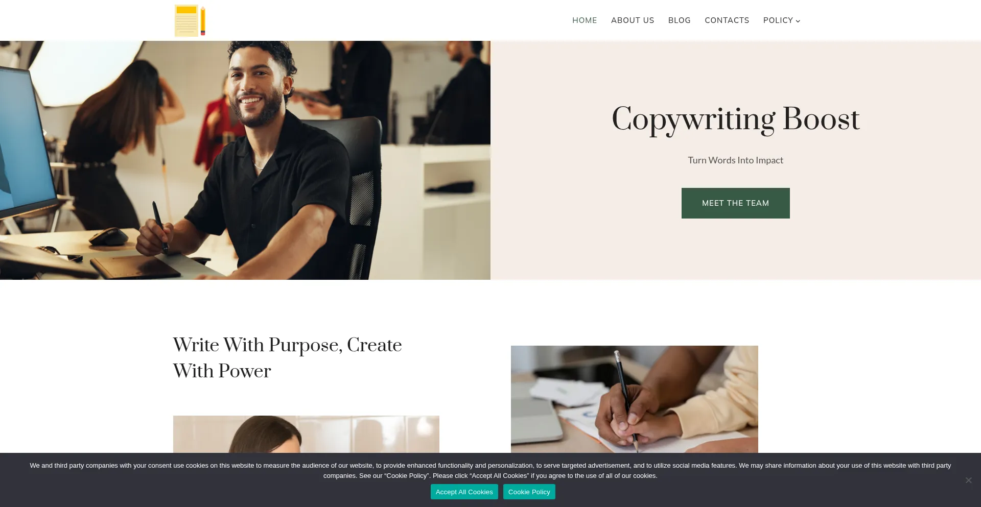 Website screenshot of Copywriting-boost.com