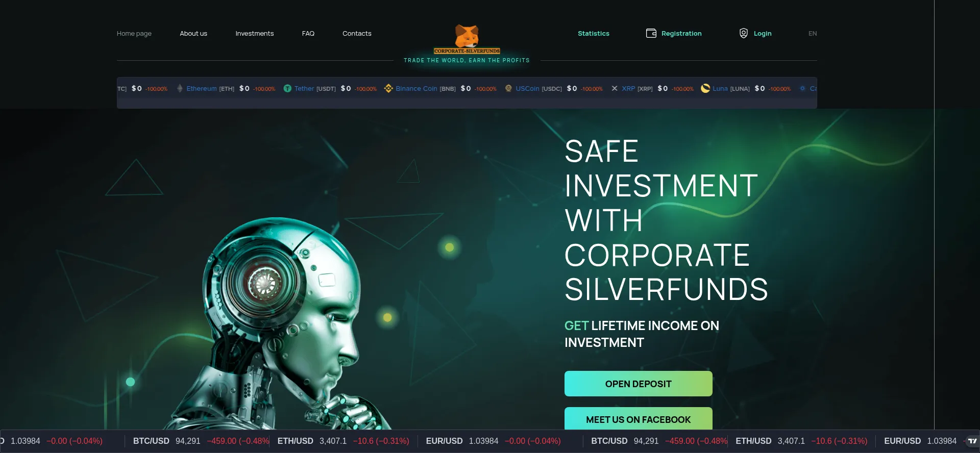 Website screenshot of Corporatesilverfunds.com