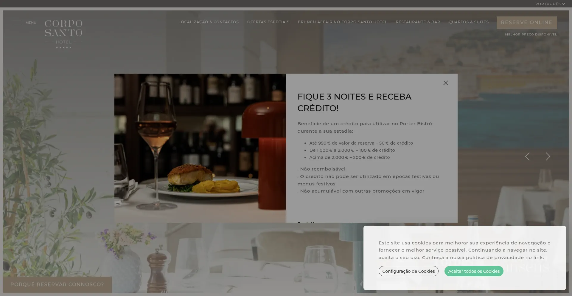 Website screenshot of Corposantohotel.com
