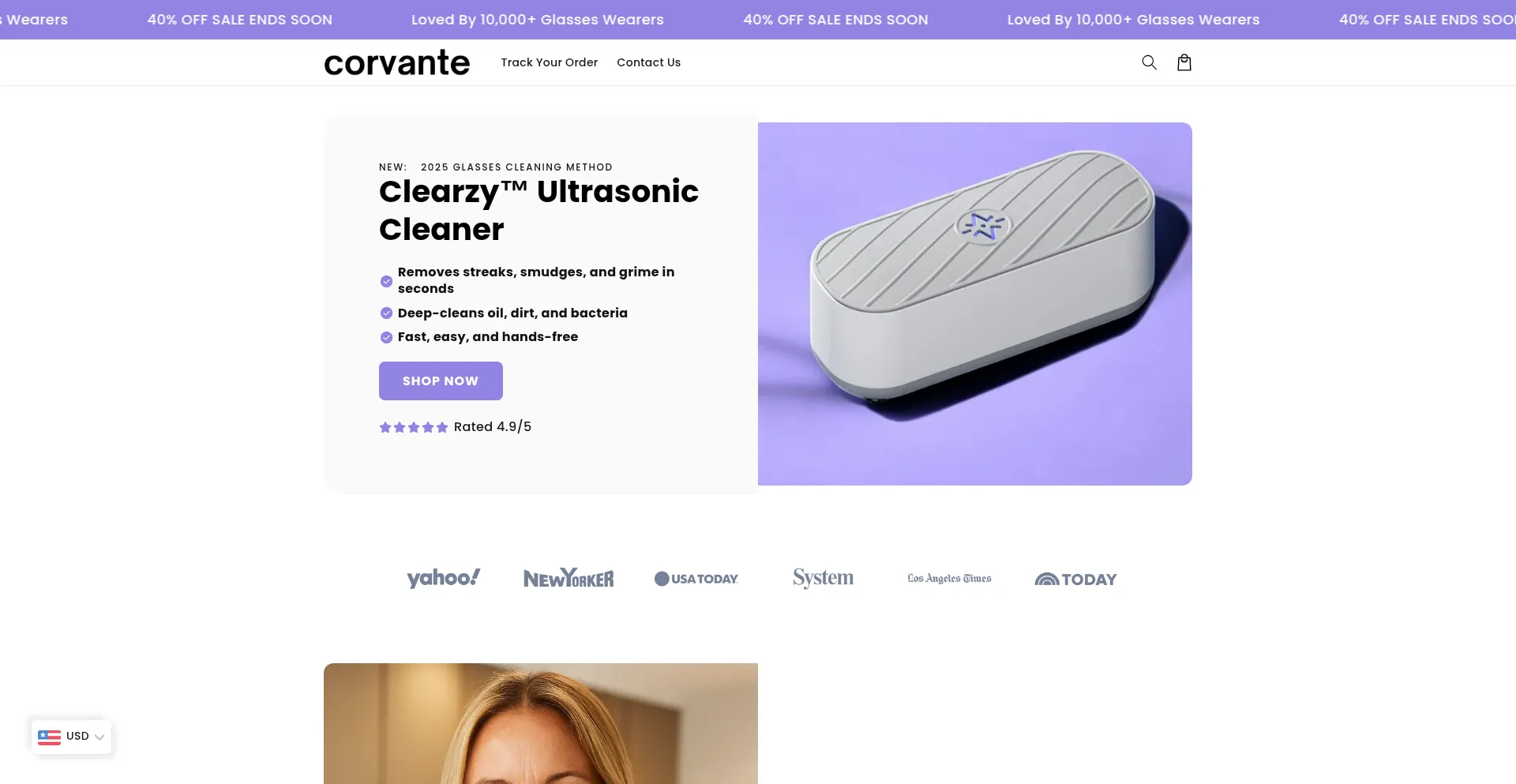 Website screenshot of Corvante.com