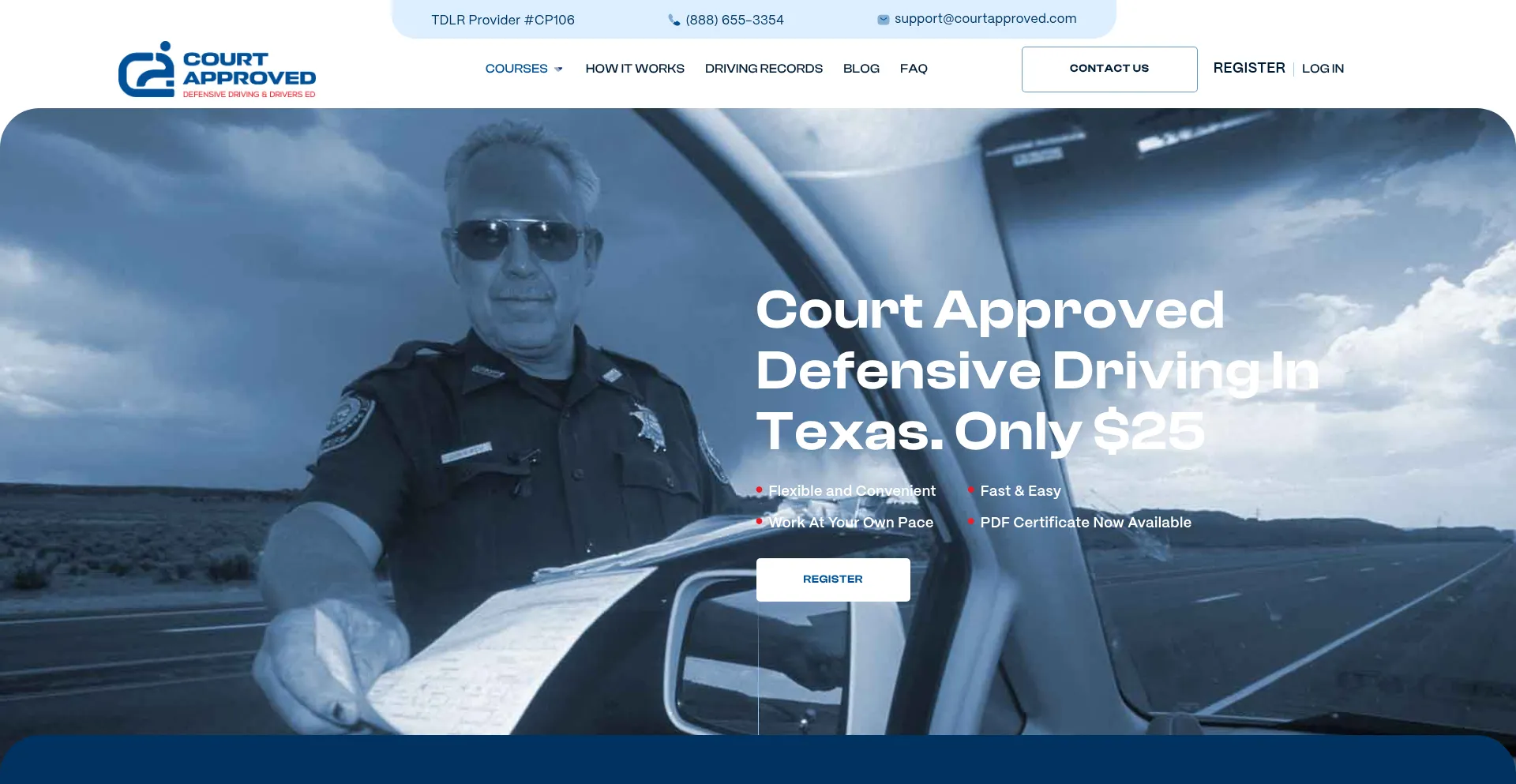Website screenshot of Courtapproved.com