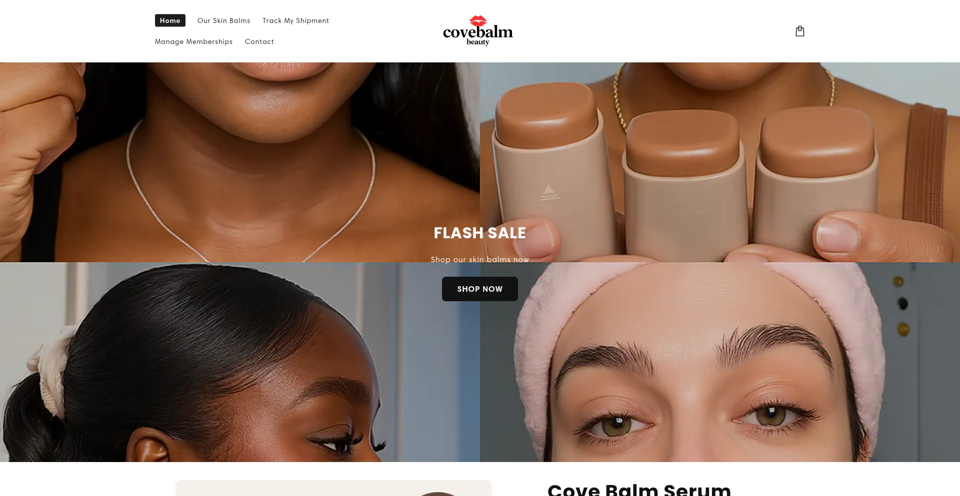 Website screenshot of Covebalm.com
