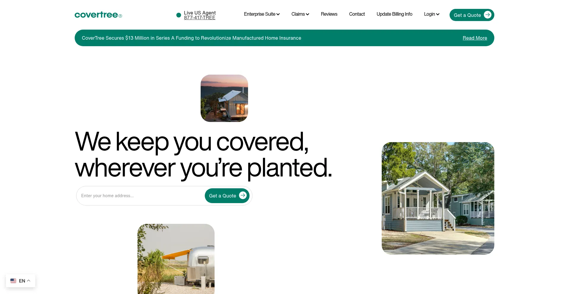 Website screenshot of Covertree.com
