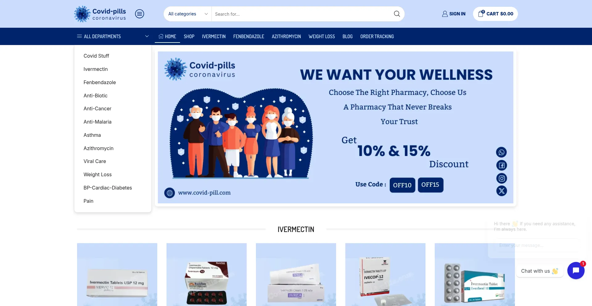 Website screenshot of Covid-pill.com