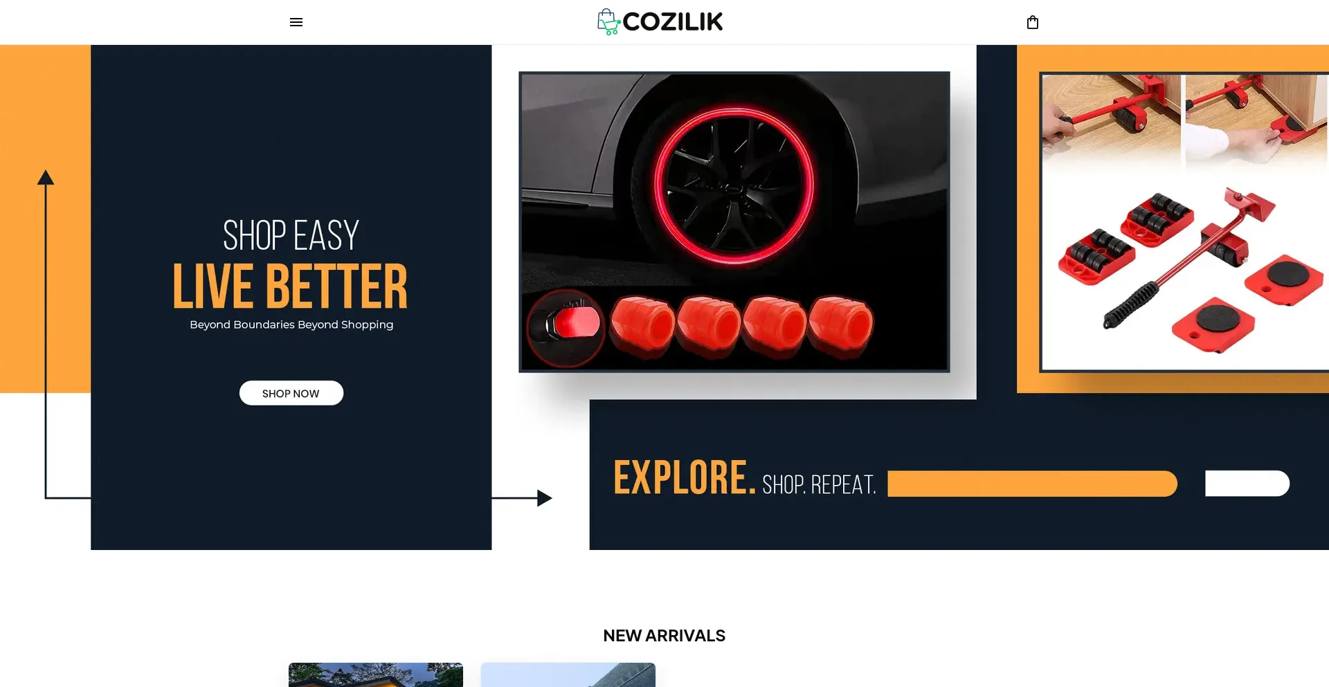 Website screenshot of Cozilik.com