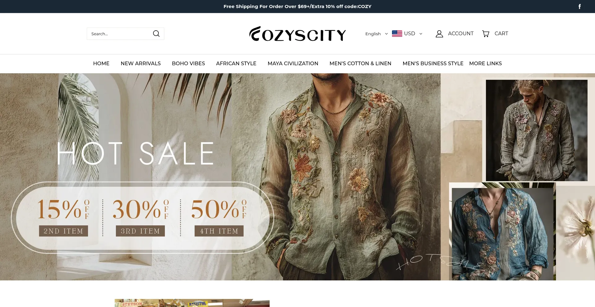 Website screenshot of Cozyscity.com
