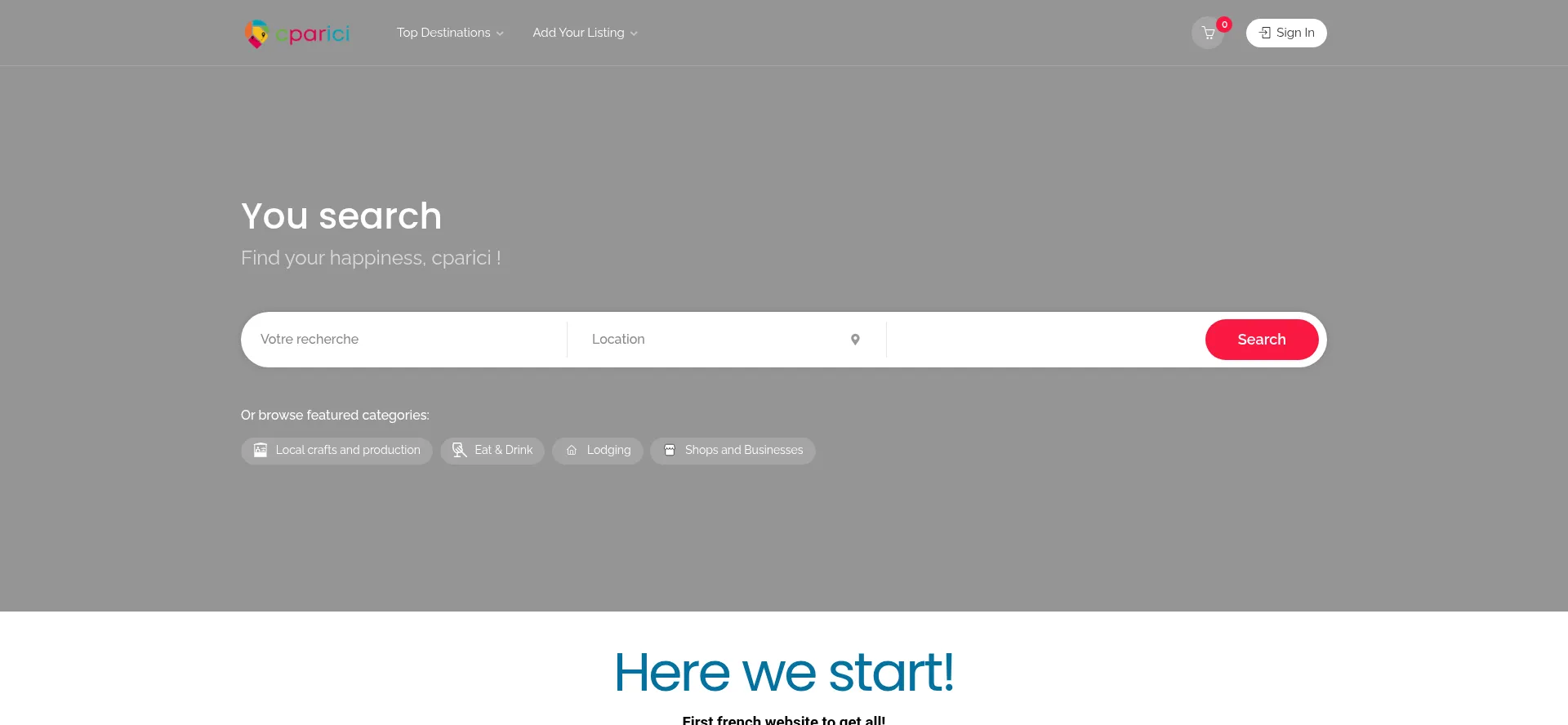 Website screenshot of Cparici.com