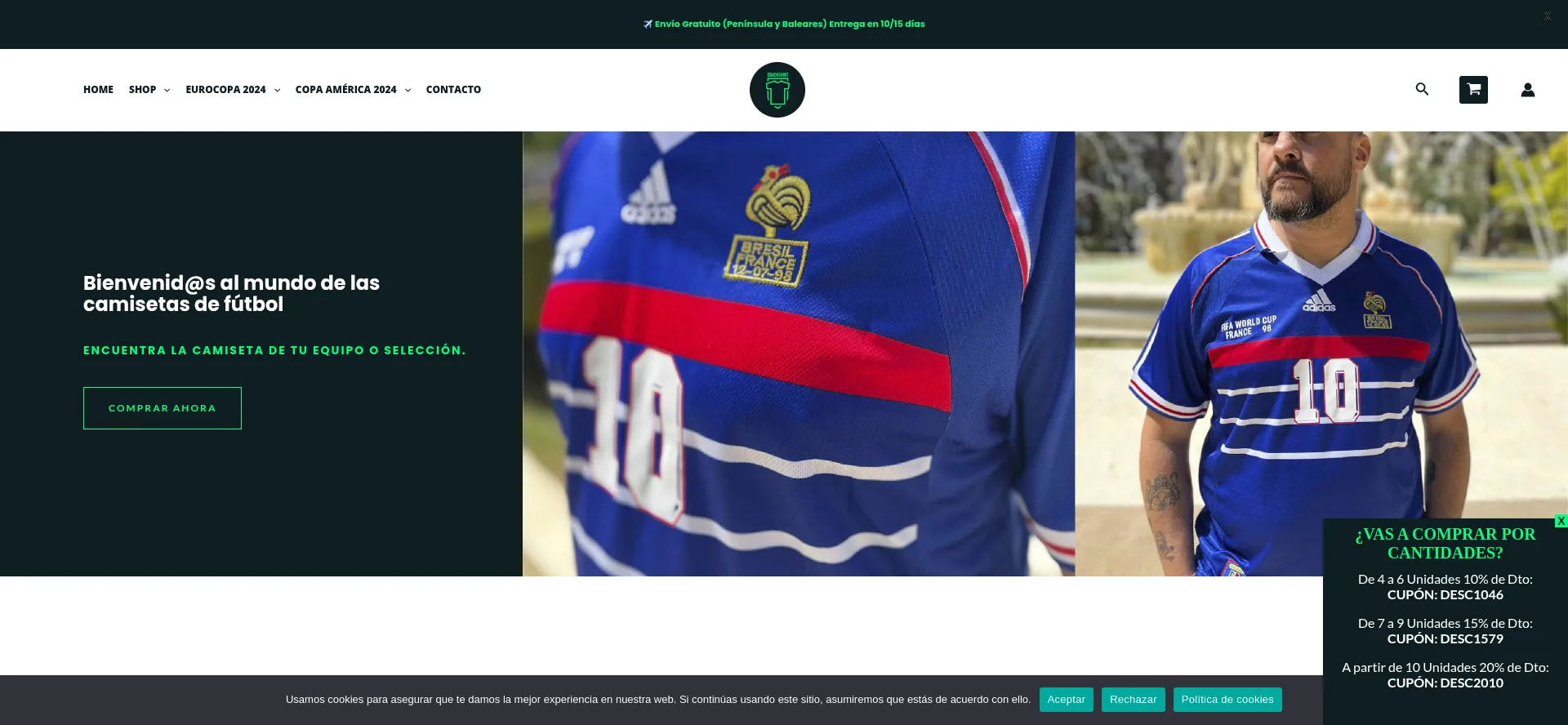 Website screenshot of Crackshirt.es