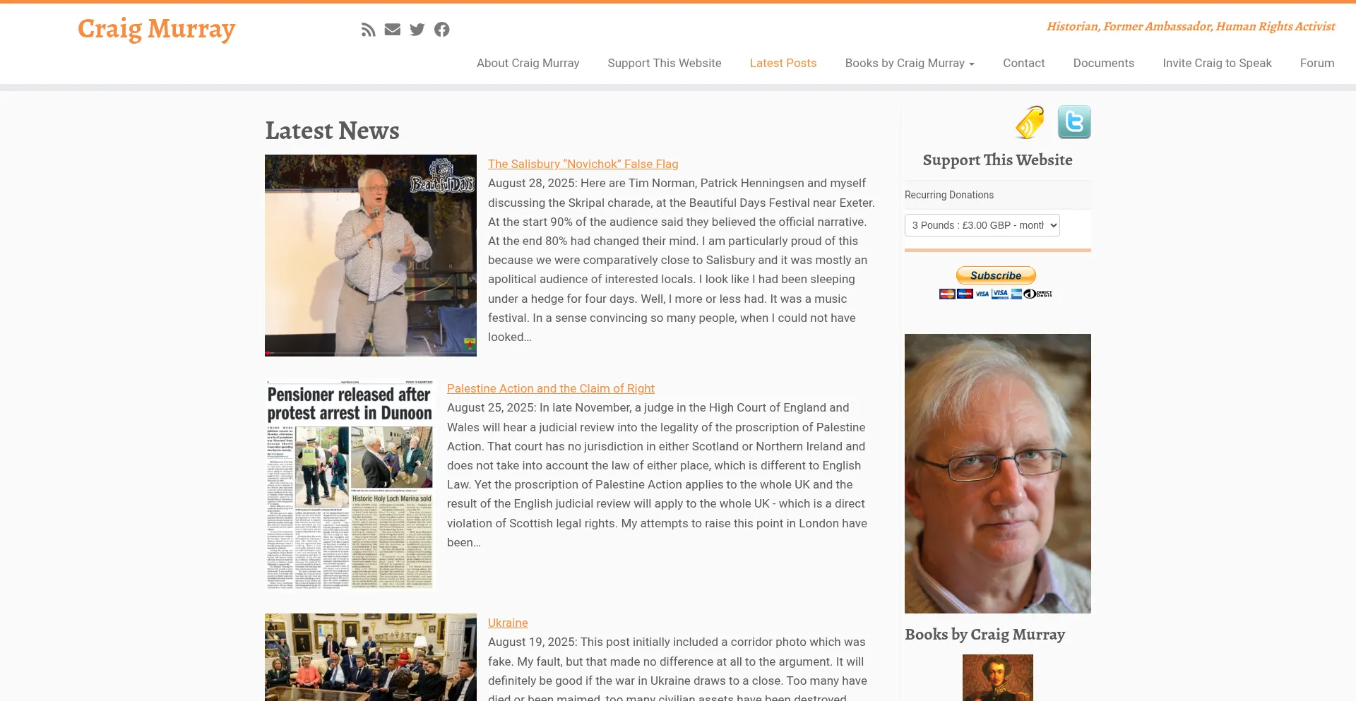 Website screenshot of Craigmurray.org.uk
