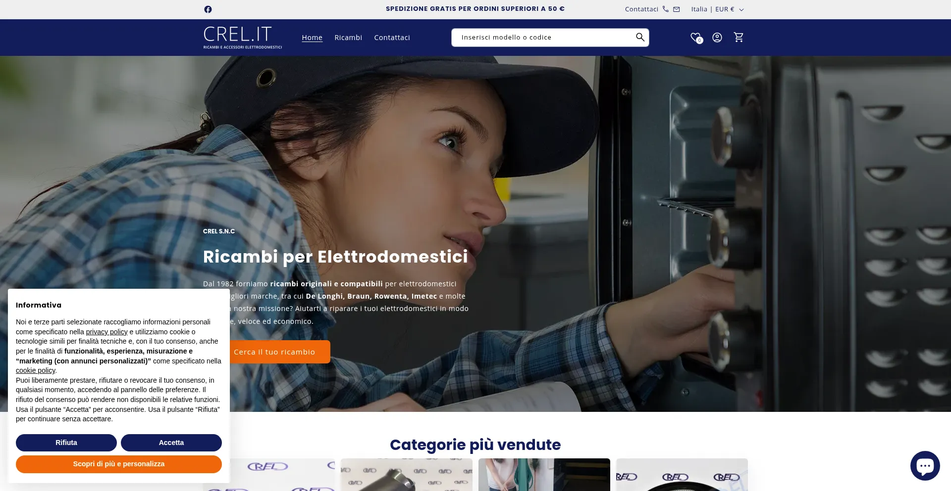 Website screenshot of Crel.it