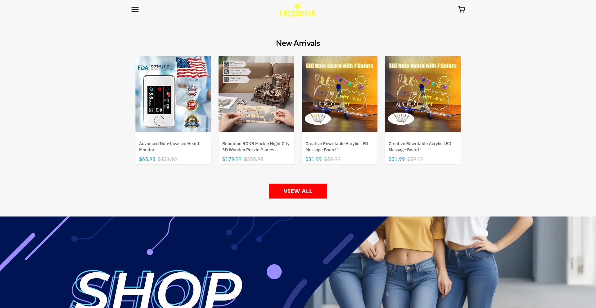 Website screenshot of Cressduin.com