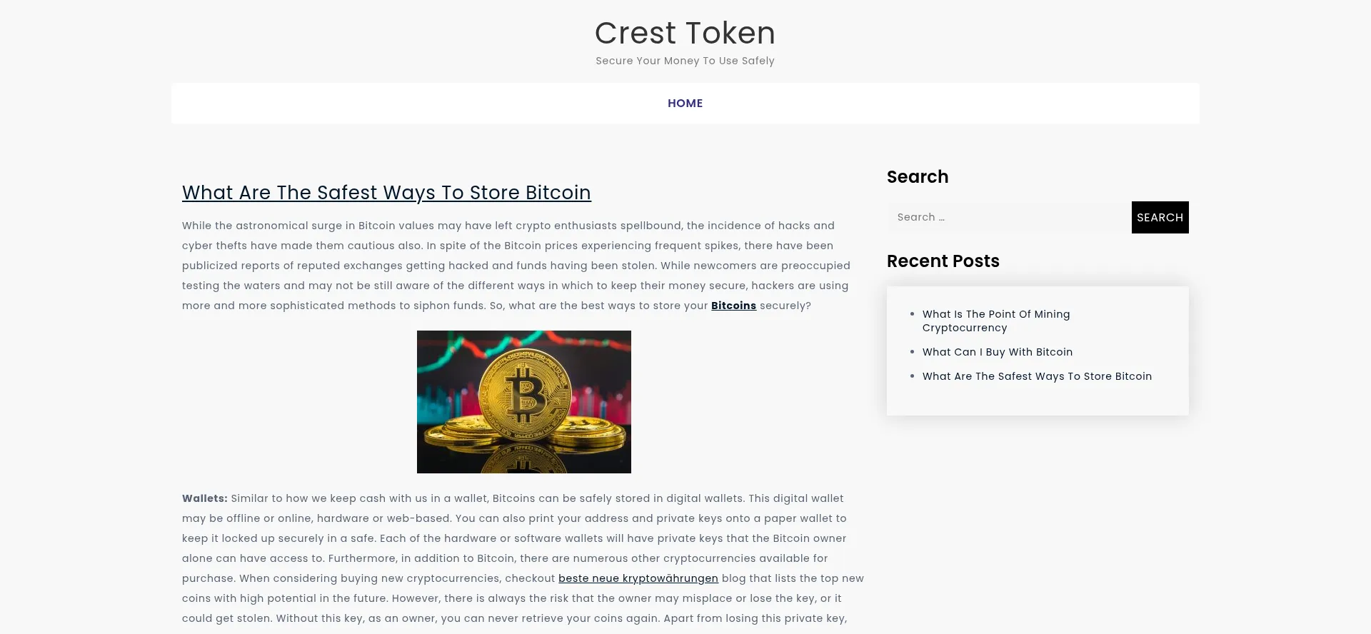Website screenshot of Cresttoken.com