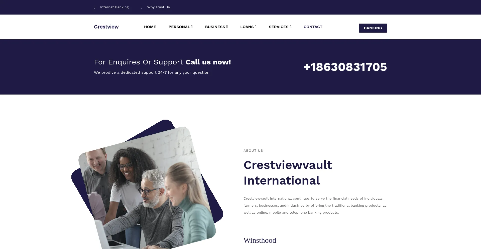 Website screenshot of Crestviewvault.com