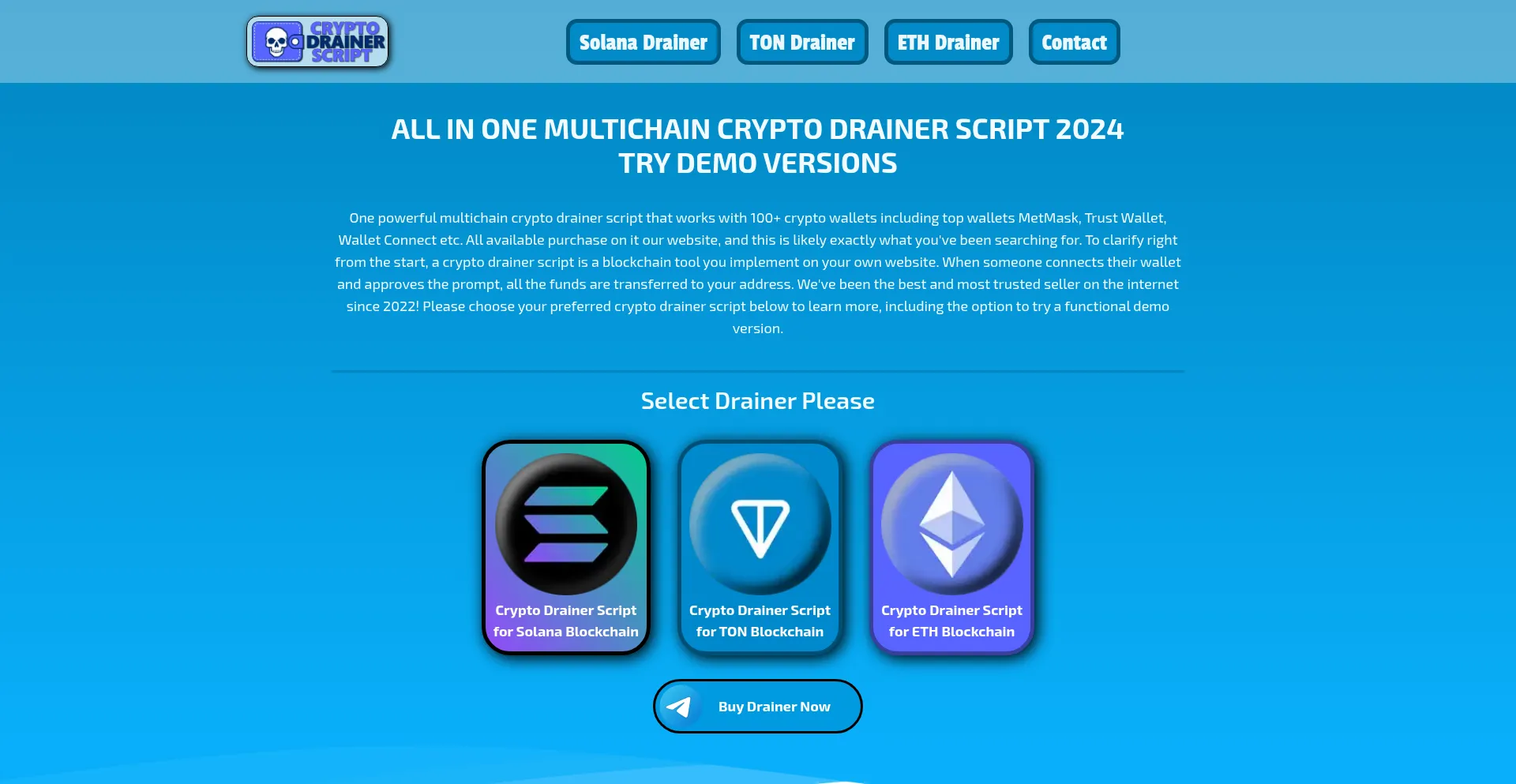 Website screenshot of Cryptodrainers.net