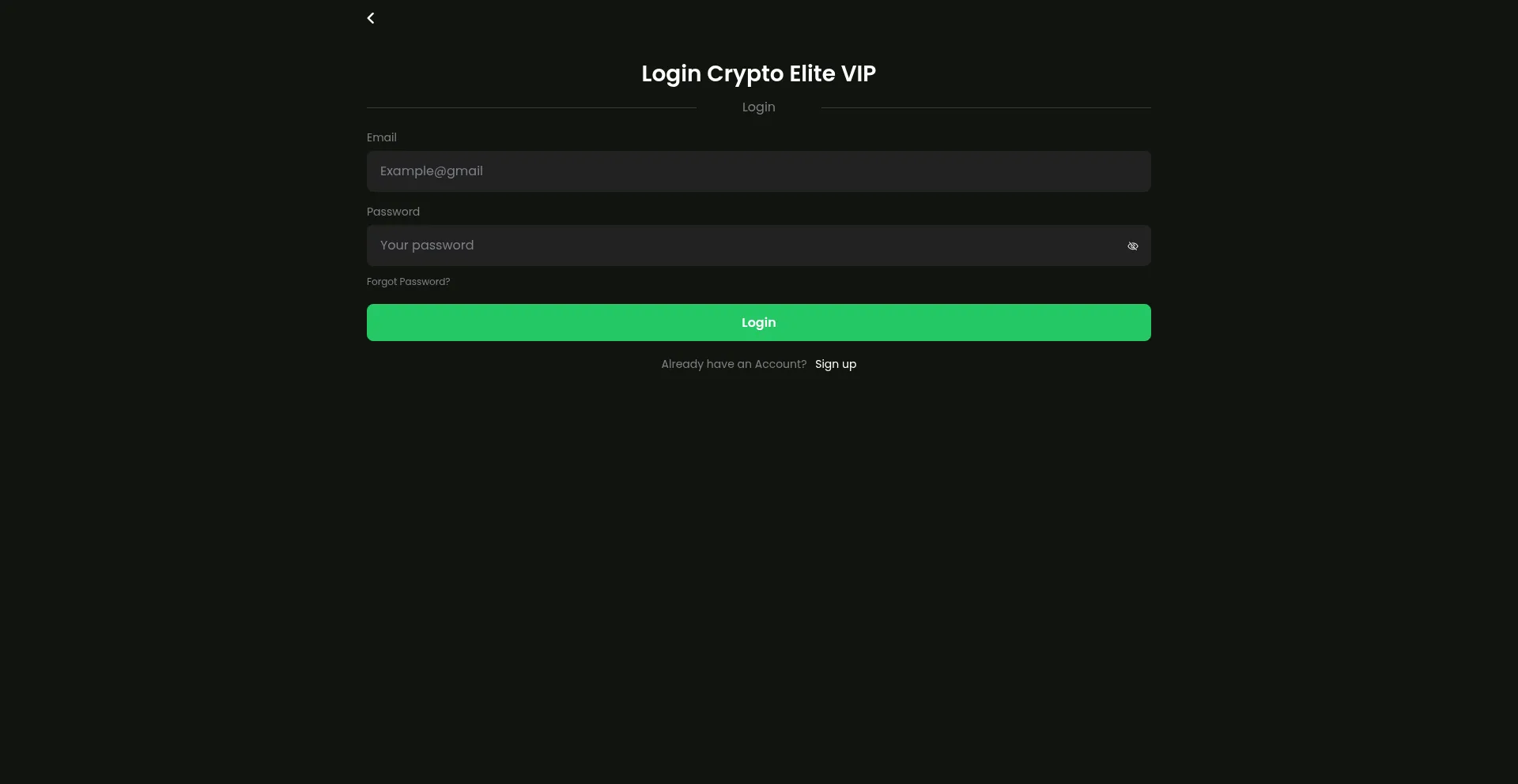 Website screenshot of Cryptoelitevip.com