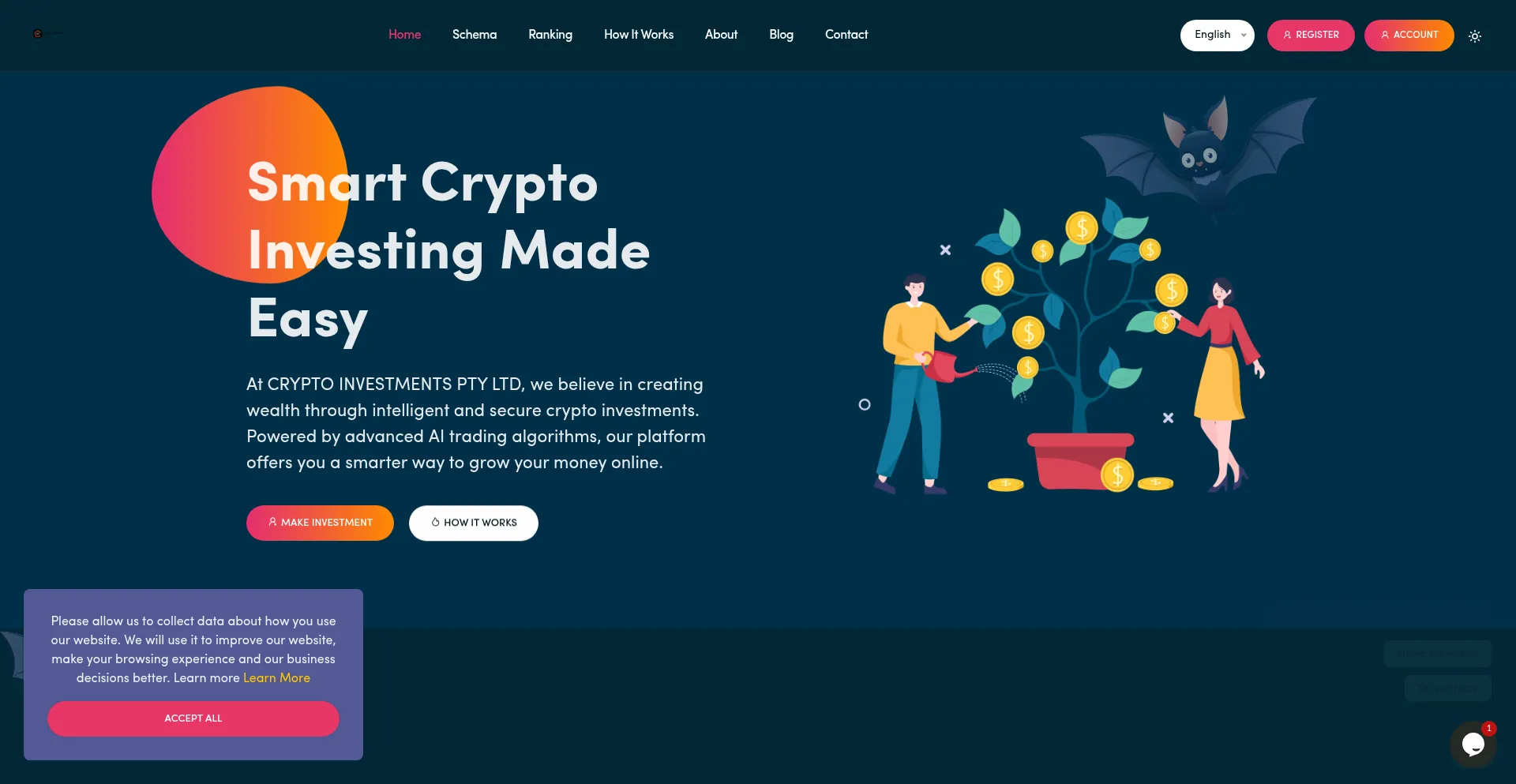 Website screenshot of Cryptoinvestmentpty.com