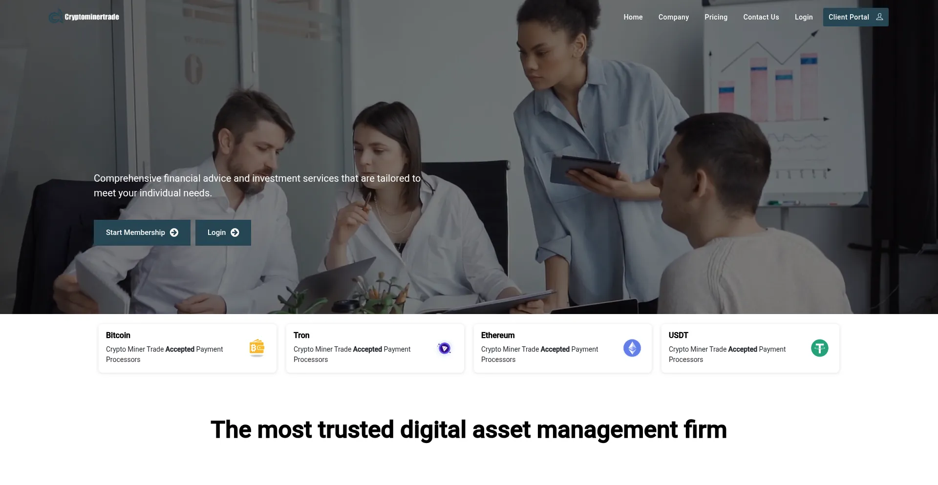 Website screenshot of Cryptominertrade.com