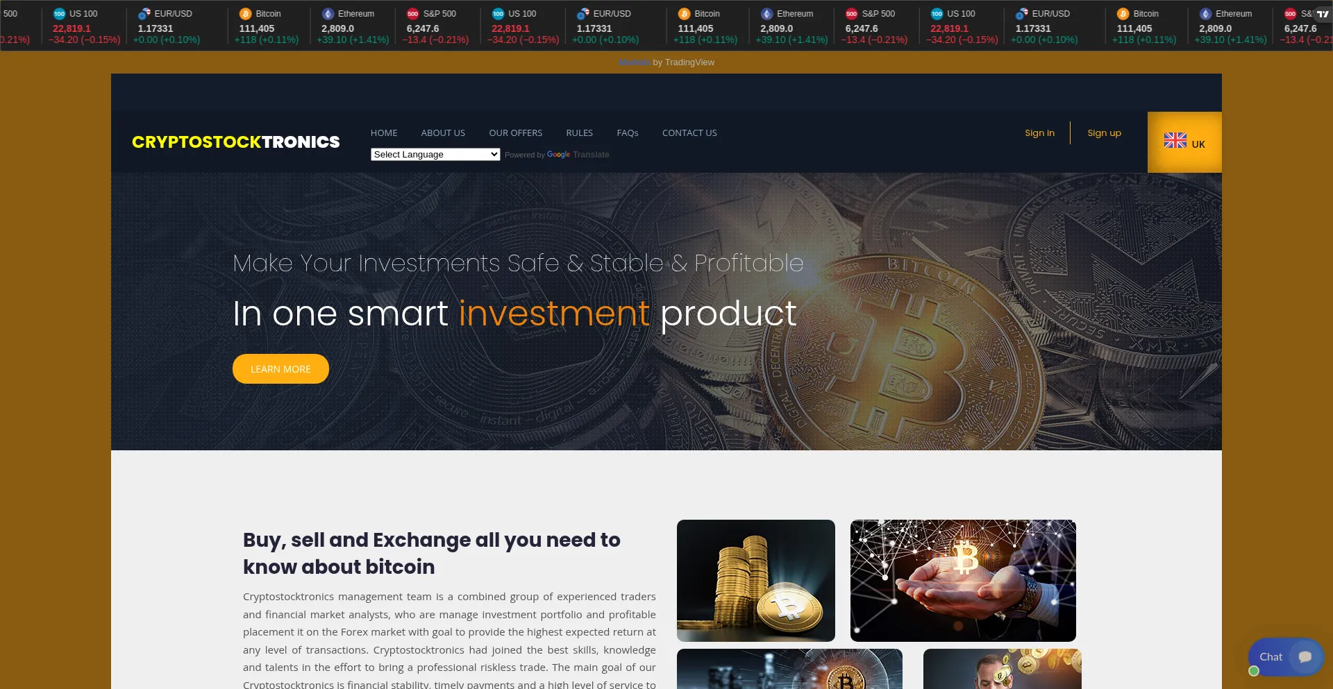 Website screenshot of Cryptostocktronicsltd.com