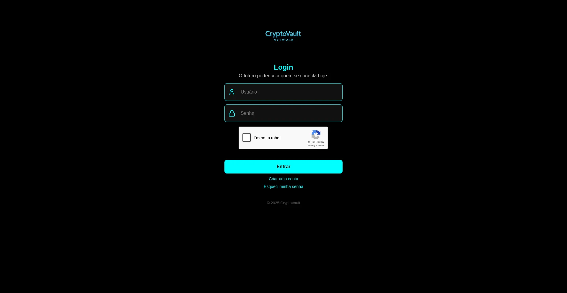 Website screenshot of Cryptovaultnetwork.com