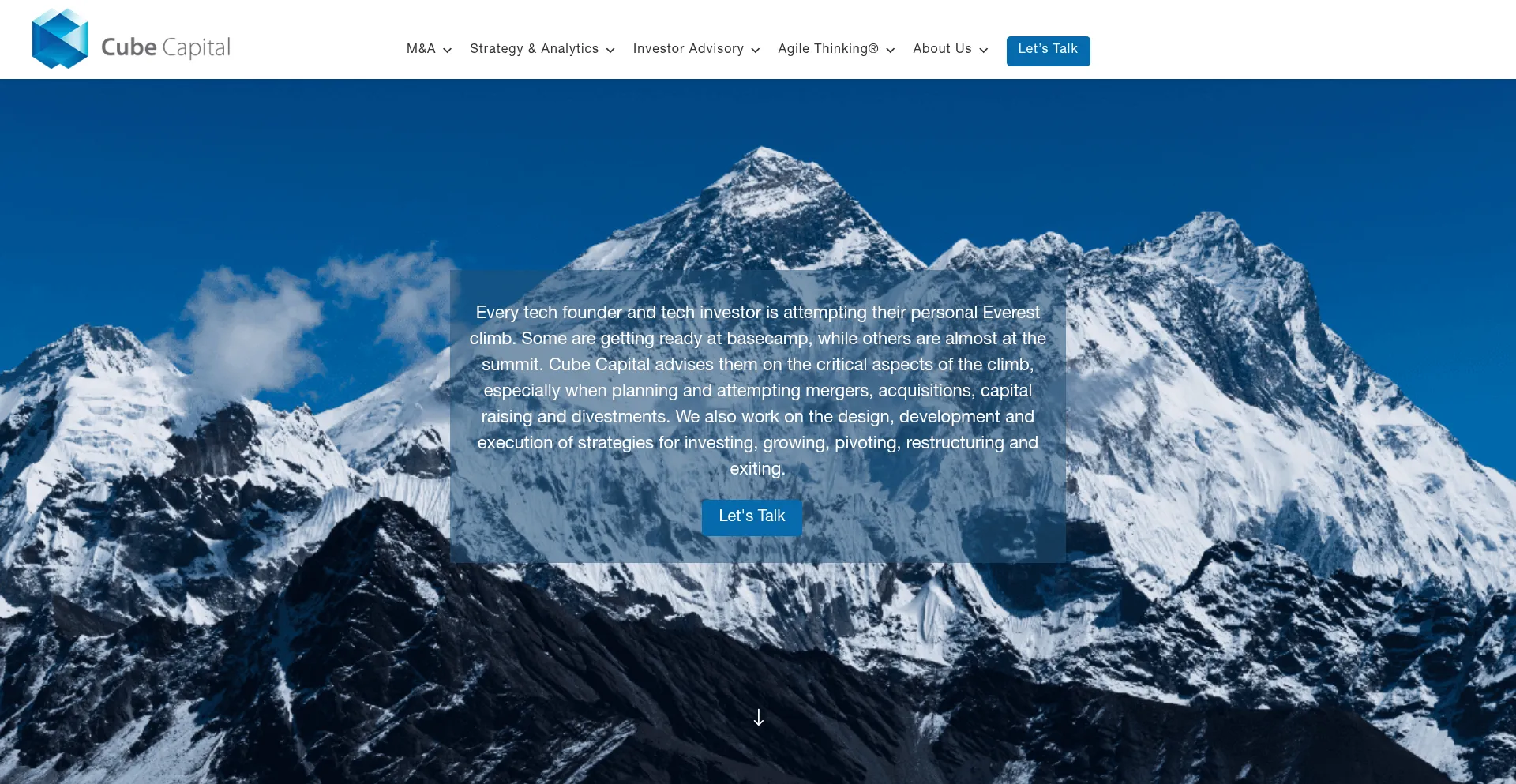 Website screenshot of Cube.capital